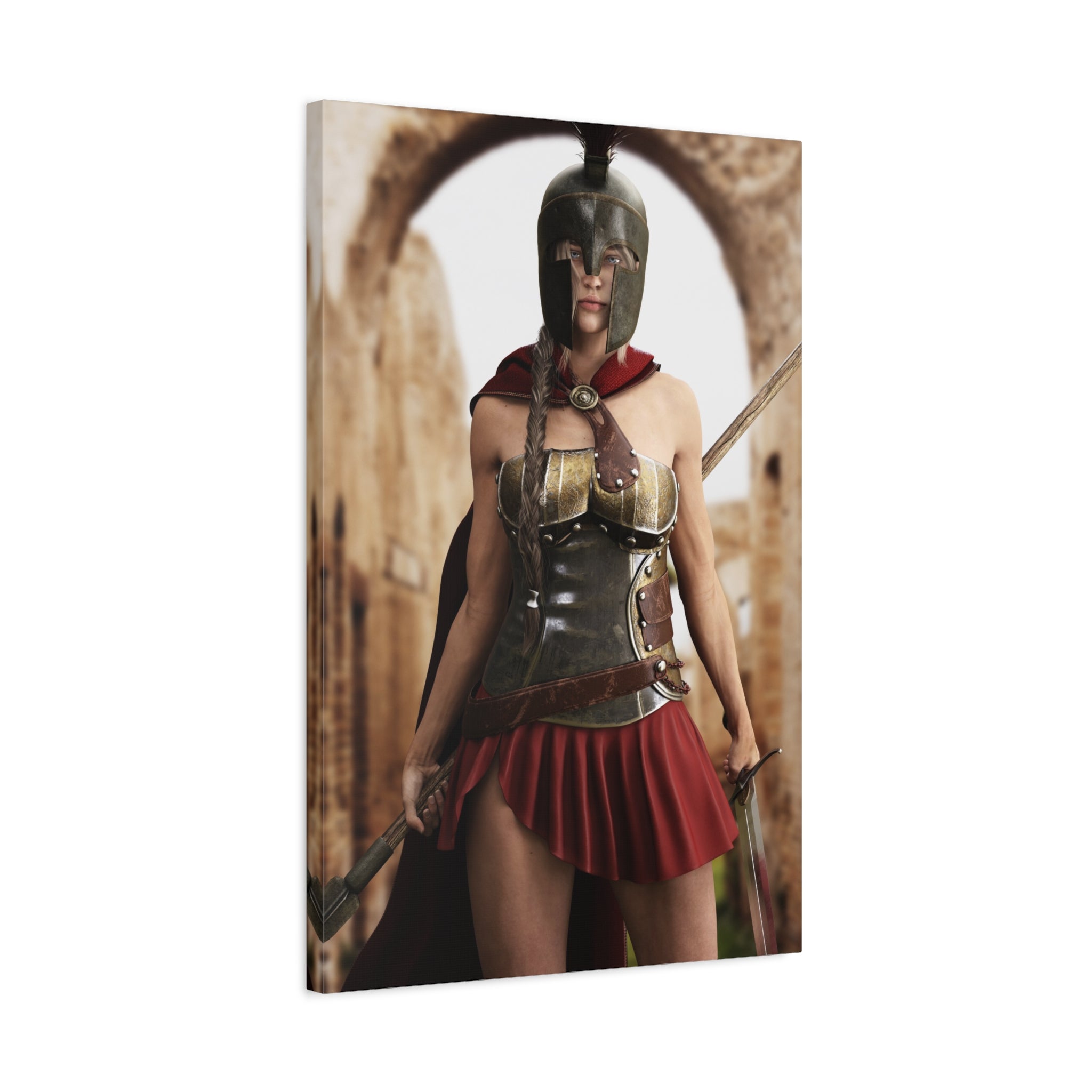 Spartan Female Warrior Canvas Wall Art