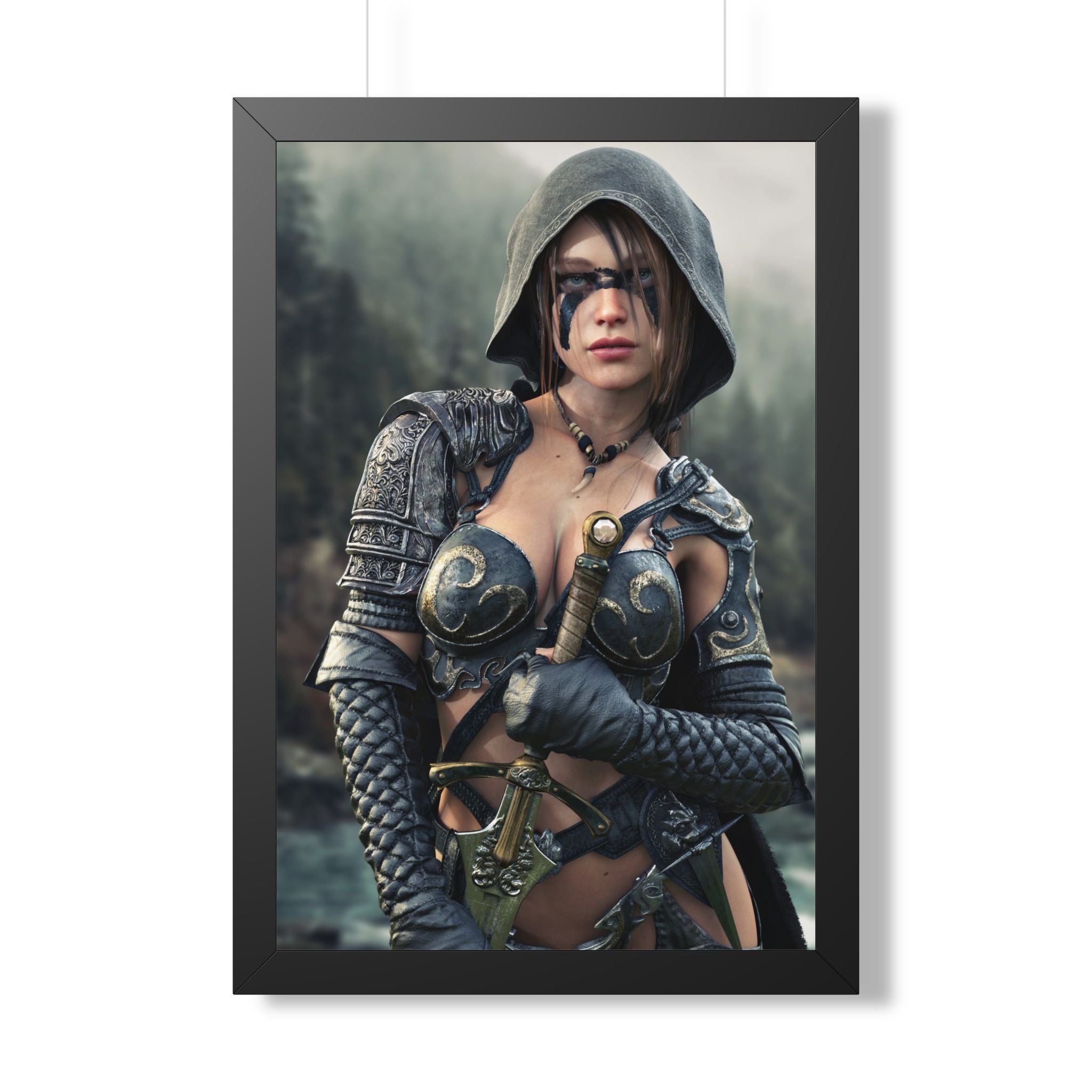 Fantasy Ranger Warrior Framed Poster — Female Armored Rogue Wall Art
