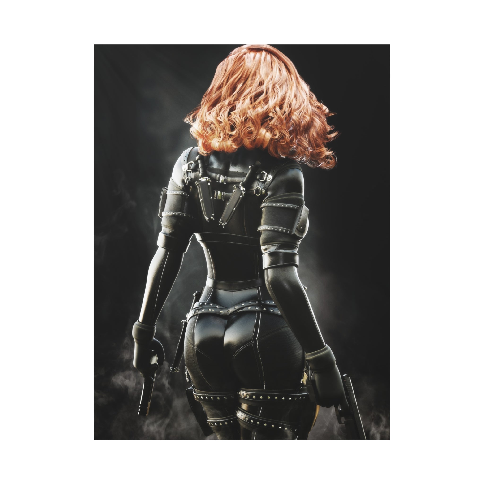 Black Widow Inspired Matte Canvas Art — Female Assassin Poster, Stretched 1.25" - No AI - human created illustration art