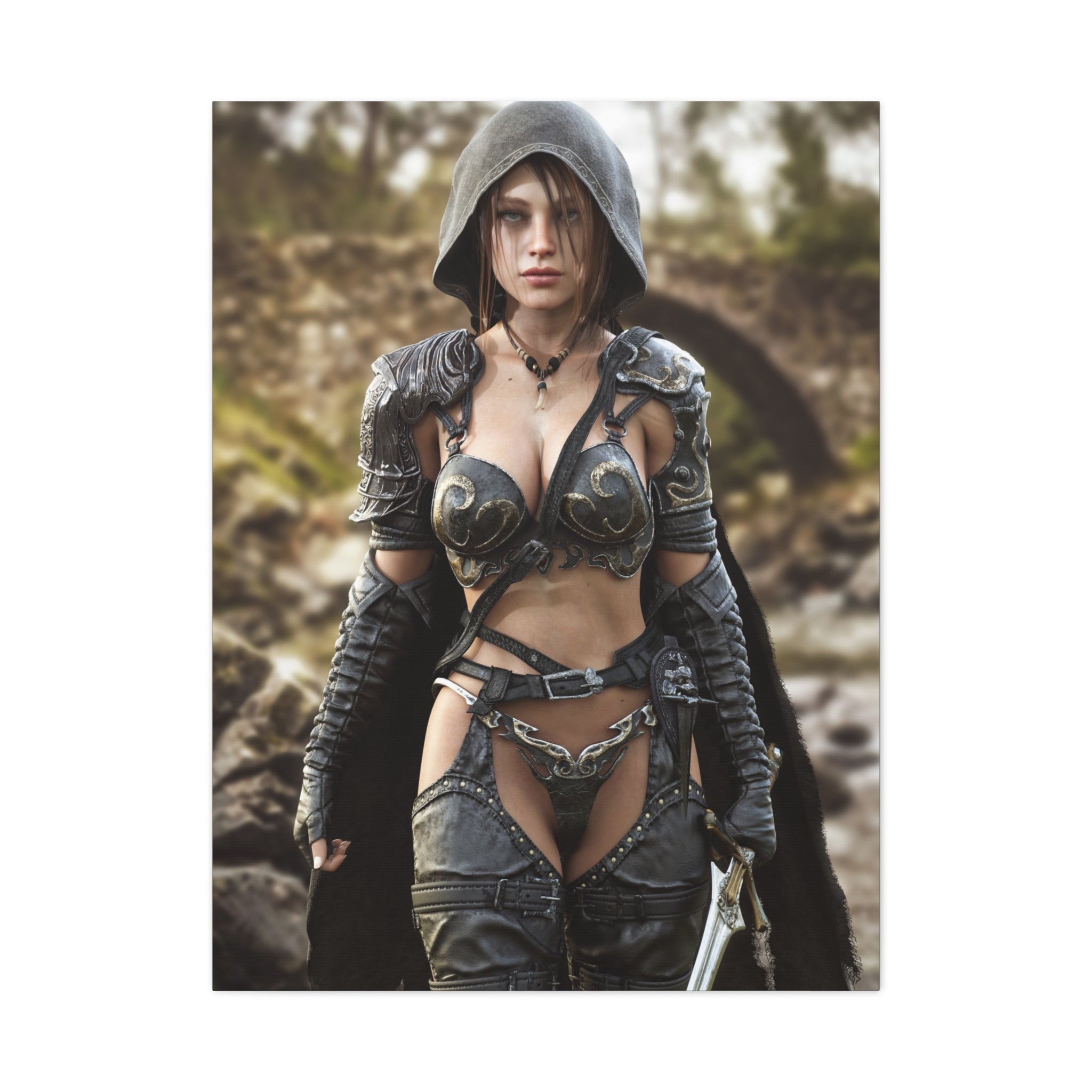 Fantasy Warrior Woman Matte Canvas Print - No AI- Human created illustration art