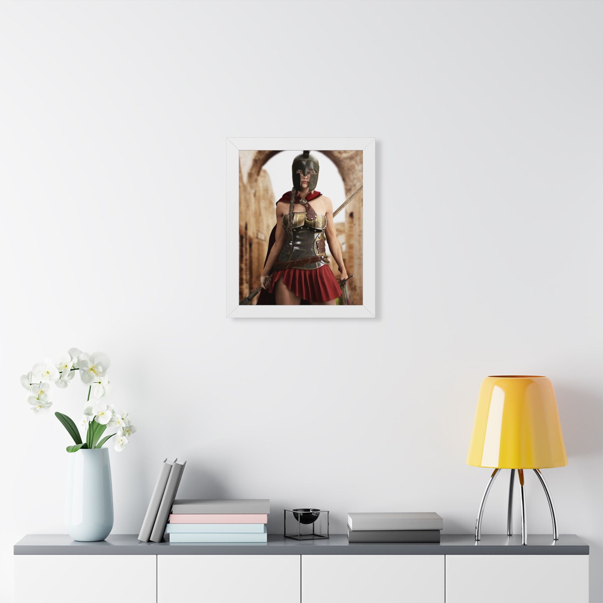 Spartan Female Warrior Framed Wall Art | Ancient Greek Fantasy Artwork