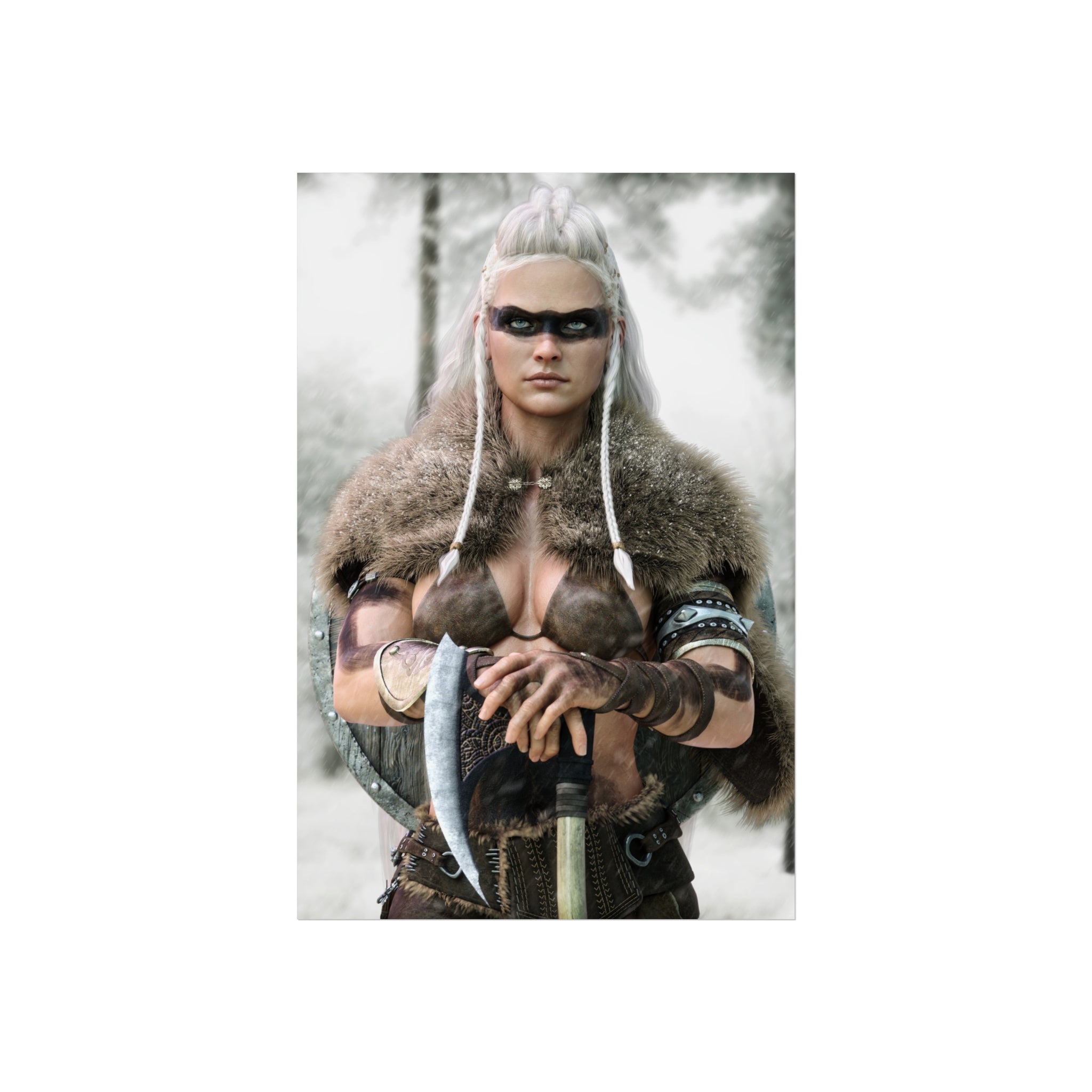 Viking Shieldmaiden Fine Art Poster — Nordic Warrior Wall Art- No AI - Human created illustration art