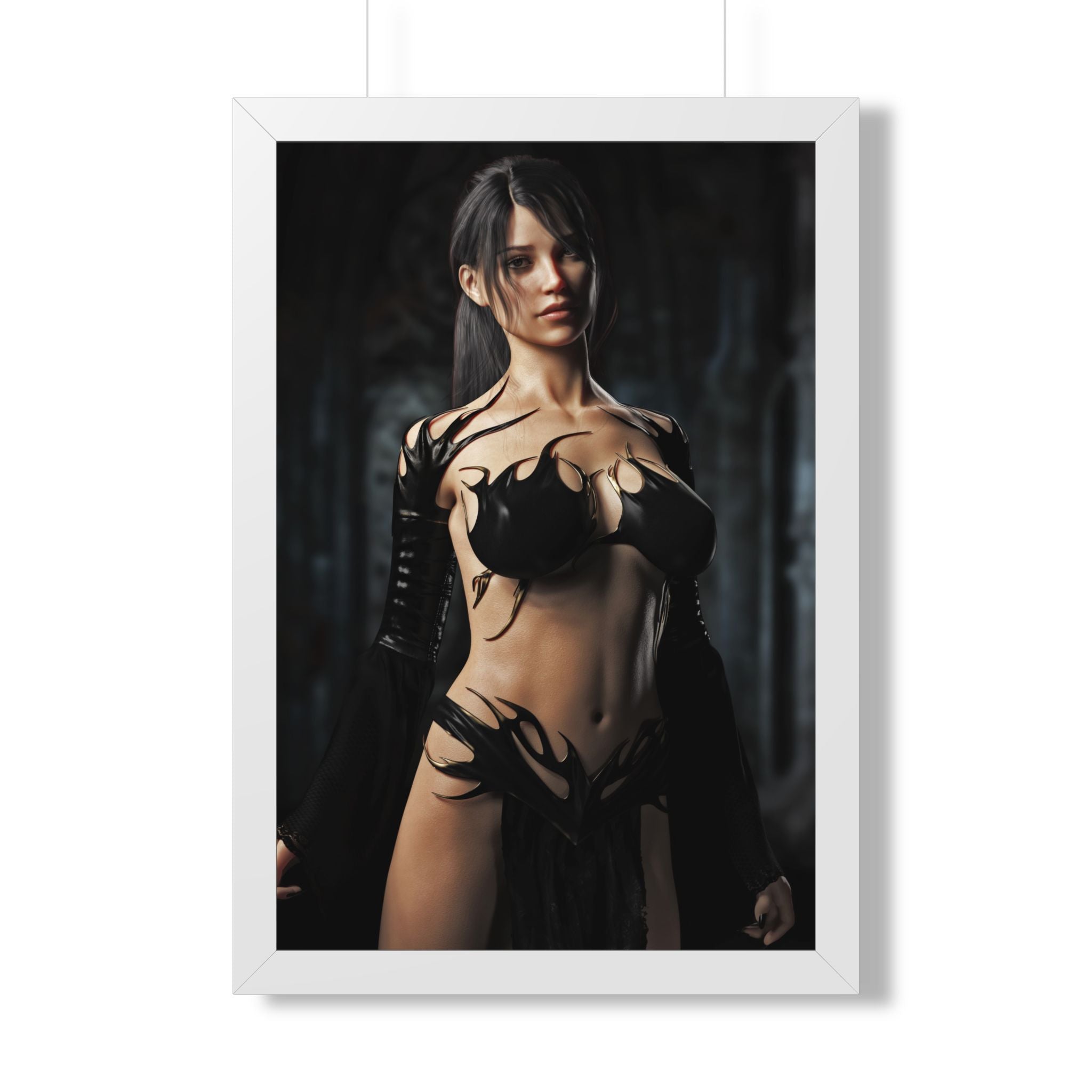 Framed Poster — Dark Fantasy Sorceress Woman Art Print- No AI- Human created illustration art