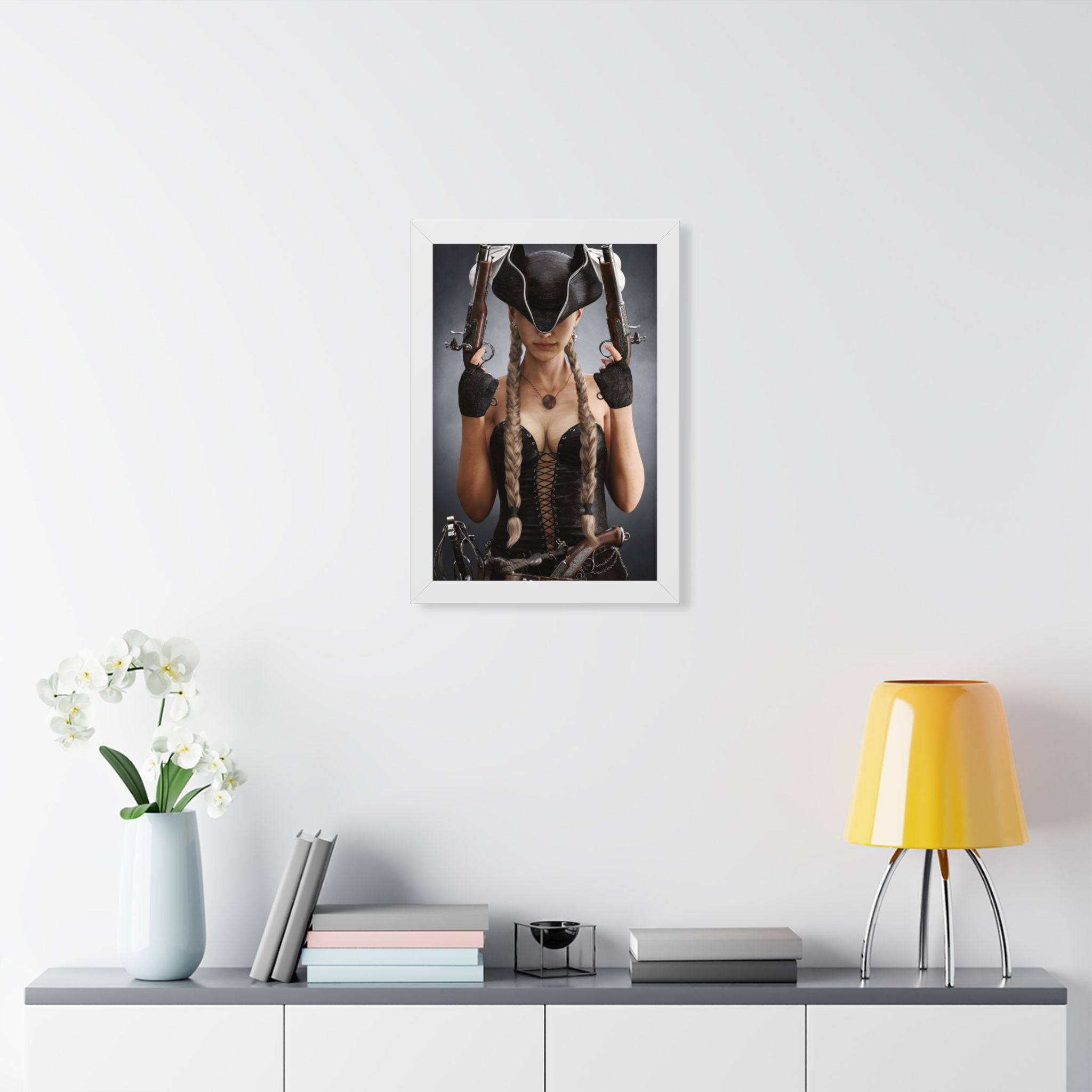 Female Pirate Portrait Framed Wall Art | Original Pirate Fantasy Artwork