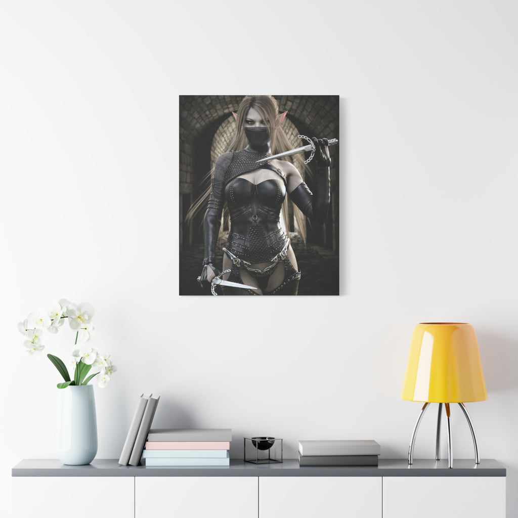Dark Elf Assassin Canvas Wall Art | Fantasy Rogue Elf Artwork
