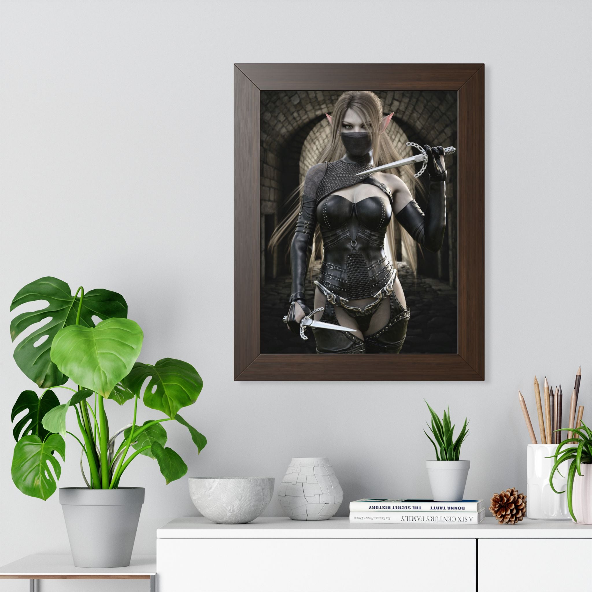 Dark Elf Assassin Framed Wall Art | Fantasy Rogue Art Print