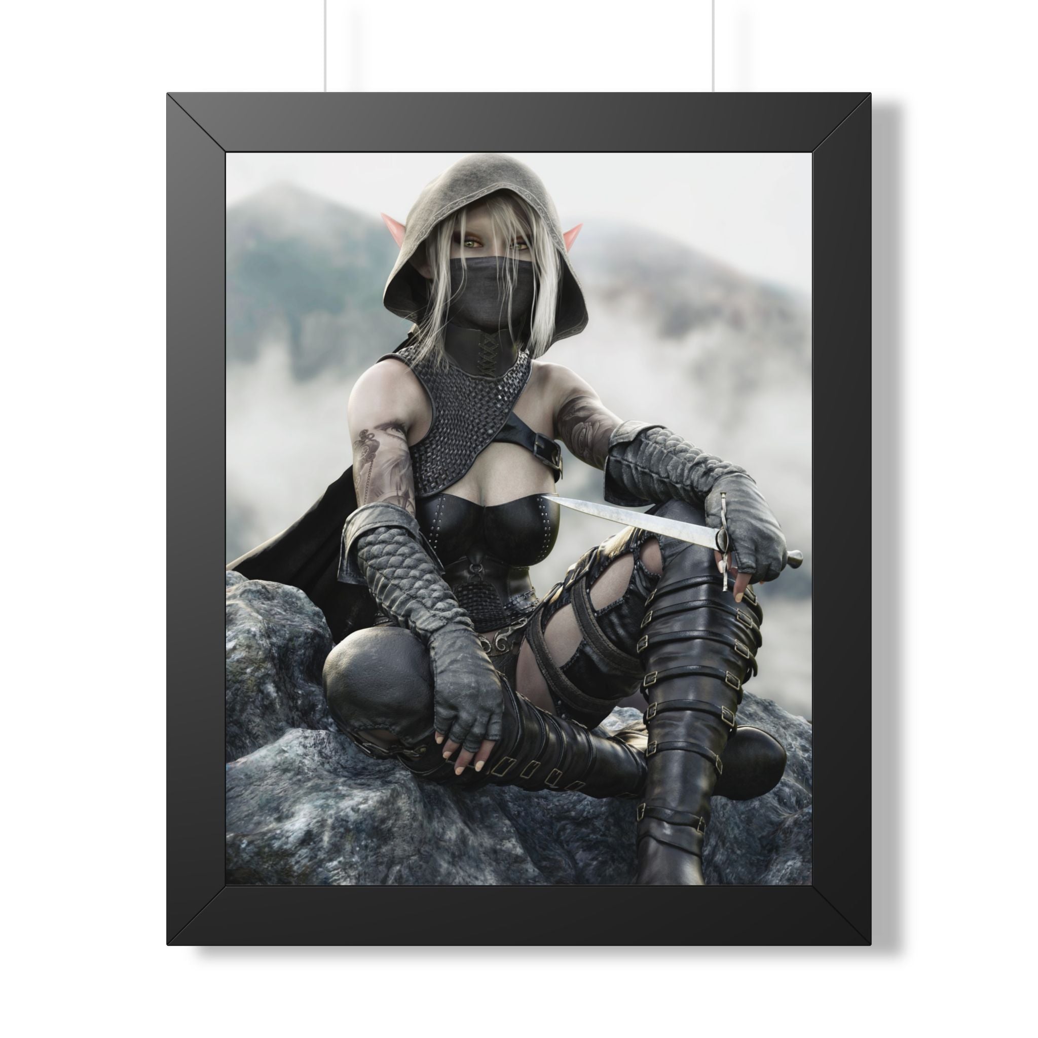 Framed Poster — Fantasy Rogue Assassin Art Print- No AI - Human created illustration art
