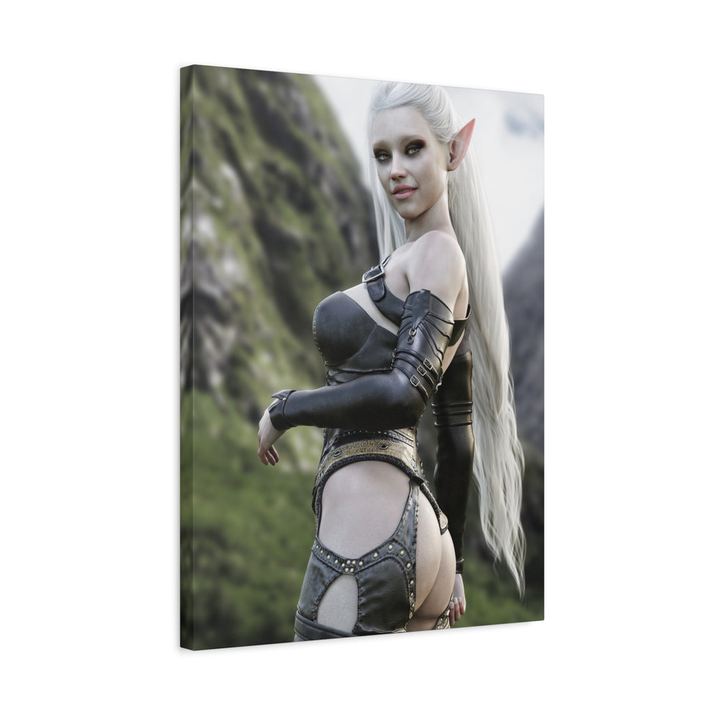 Fantasy Elf Warrior Canvas Print — Matte Stretched Wall Art- No AI - Human created illustration art
