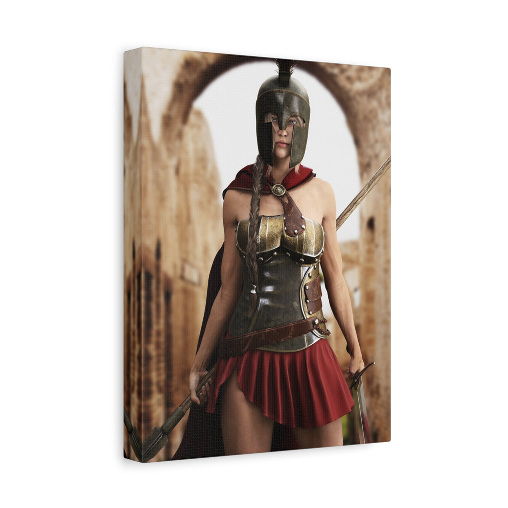 Spartan Female Warrior Canvas Wall Art