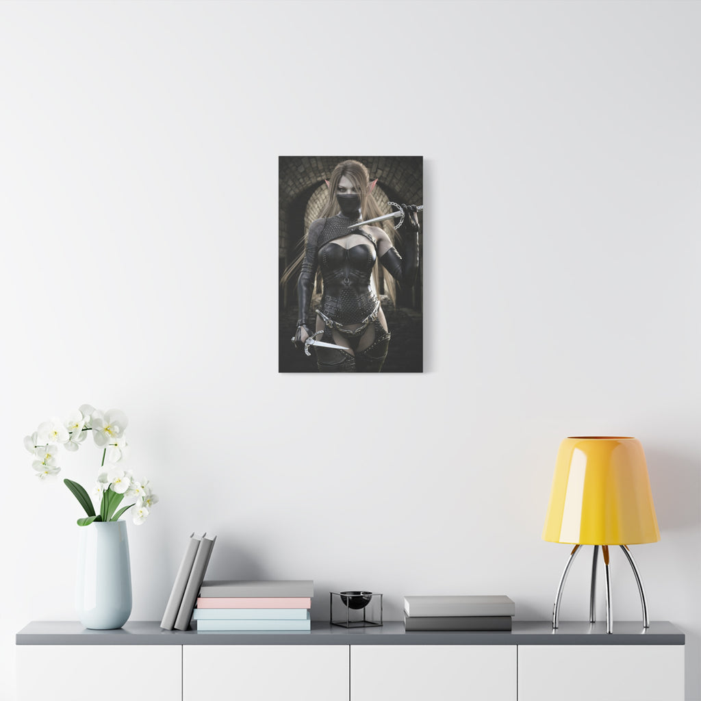 Dark Elf Assassin Canvas Wall Art | Fantasy Rogue Elf Artwork