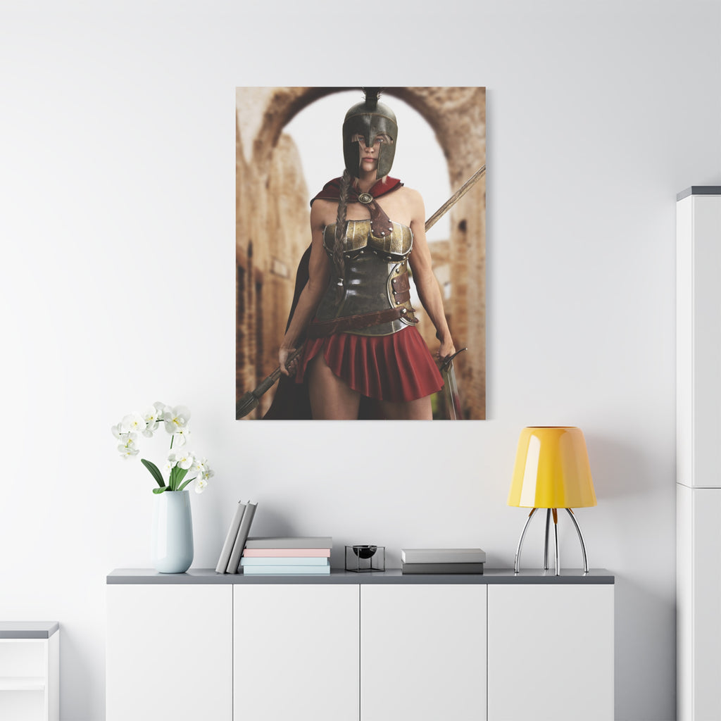 Spartan Female Warrior Canvas Wall Art