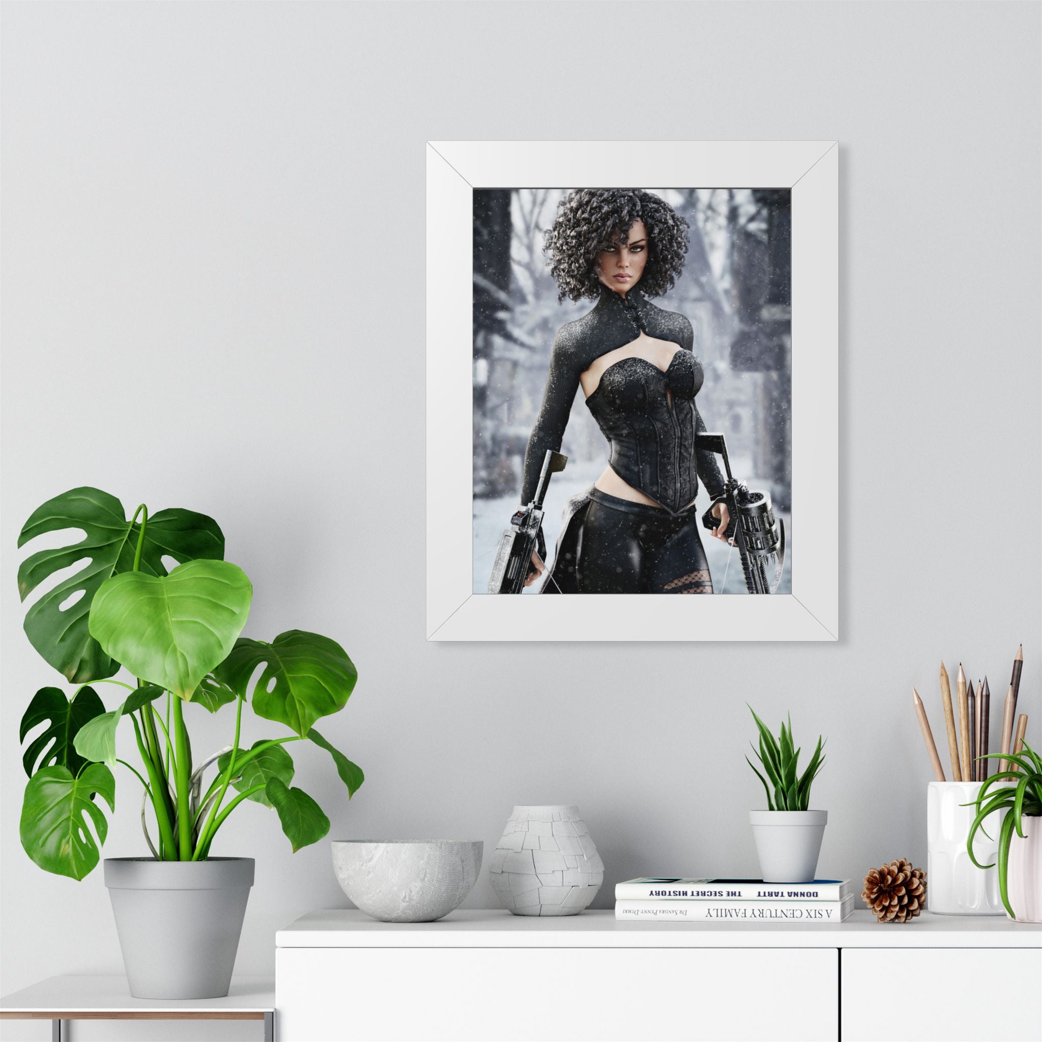 Framed Poster — Female Huntress - No AI - Human created illustration art