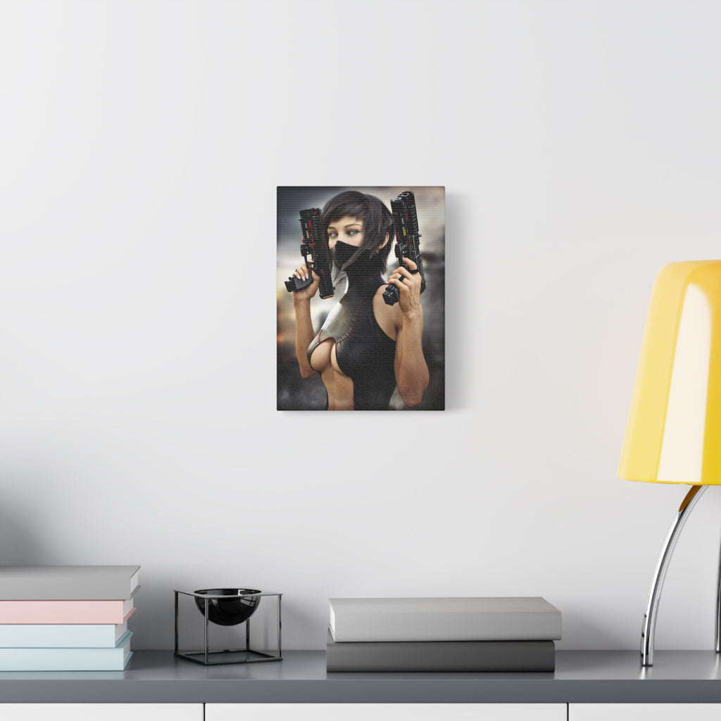 Futuristic Assassin Matte Canvas Wall Art - No Ai- Human created illustration art
