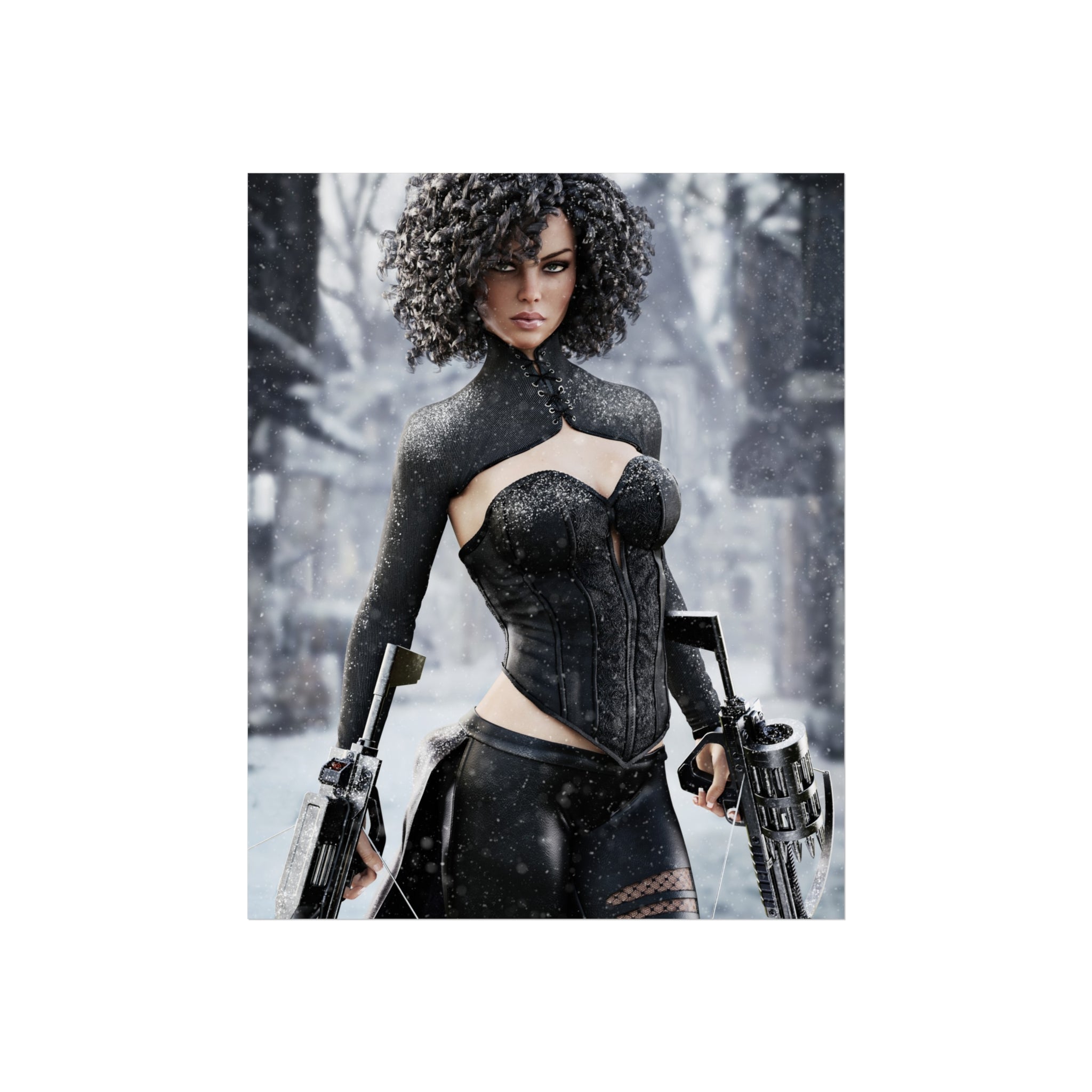 Fine Art Poster — Female huntress  (Digital Art Print) - No AI- Human created illustraion art