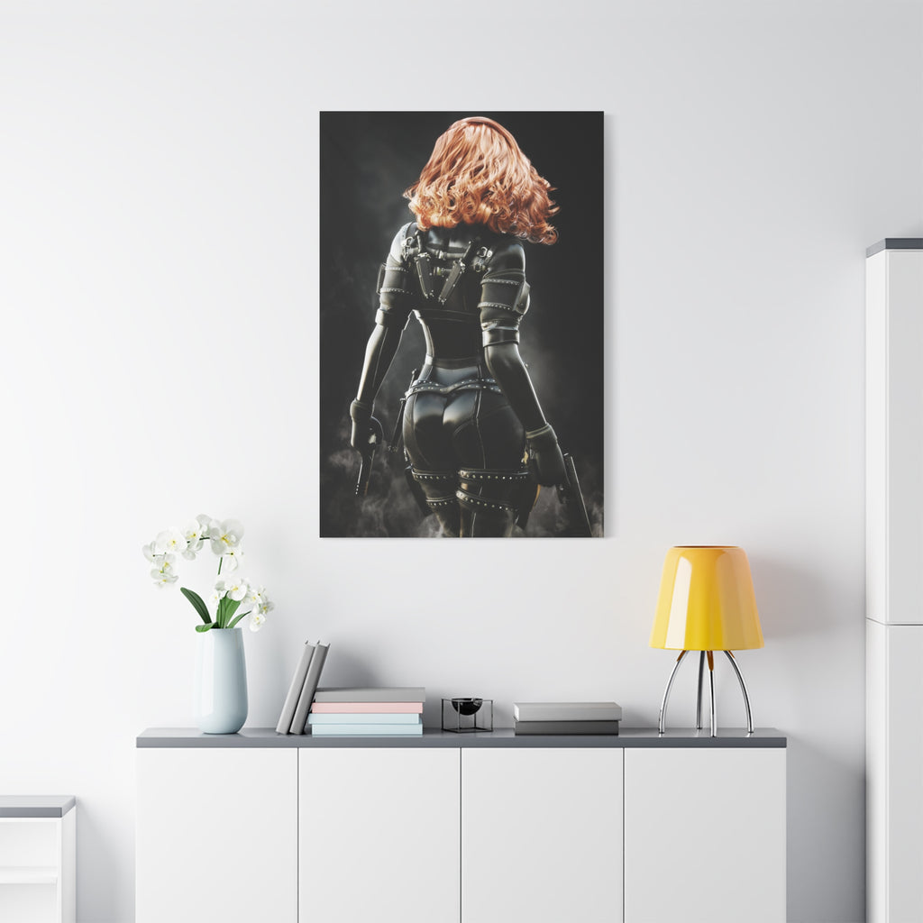 Black Widow Inspired Matte Canvas Art — Female Assassin Poster, Stretched 1.25" - No AI - human created illustration art