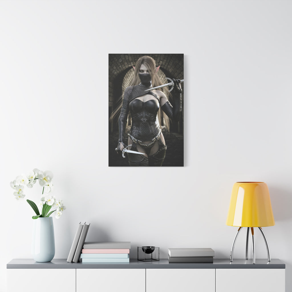 Dark Elf Assassin Canvas Wall Art | Fantasy Rogue Elf Artwork