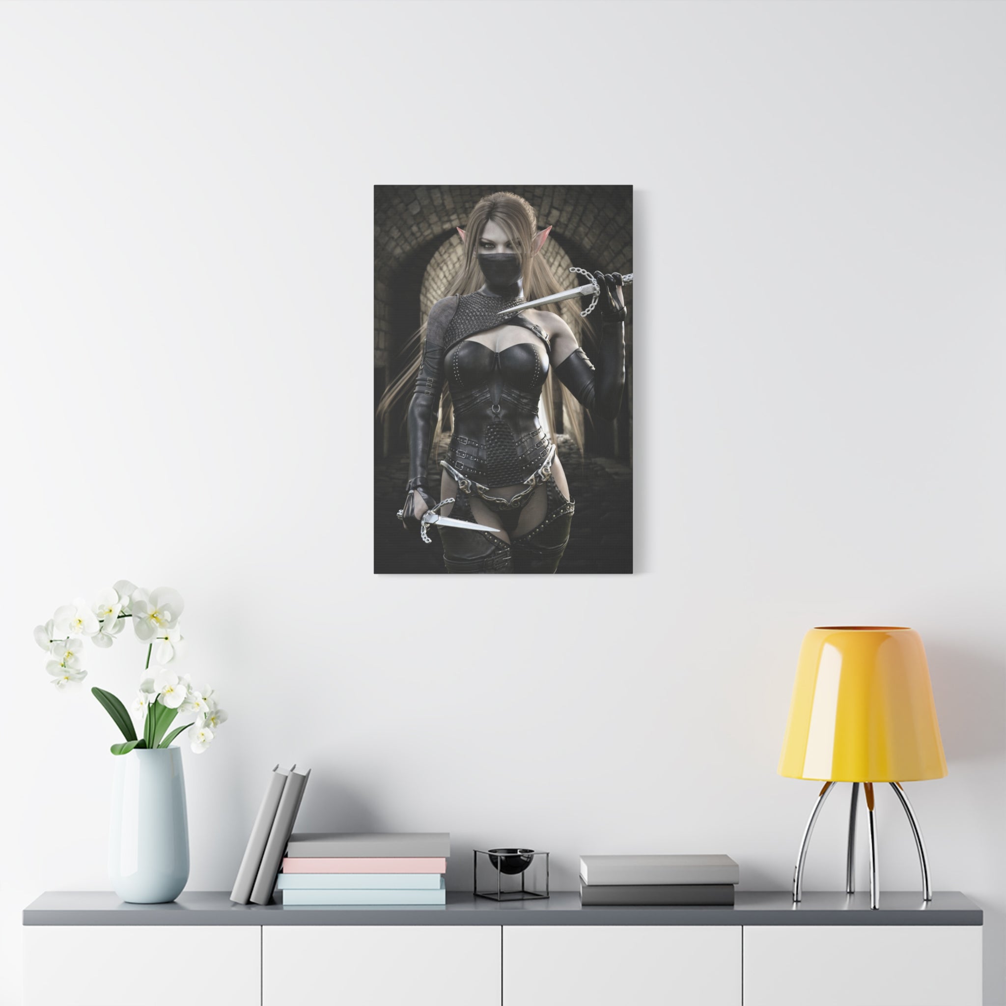Dark Elf Assassin Canvas Wall Art | Fantasy Rogue Elf Artwork