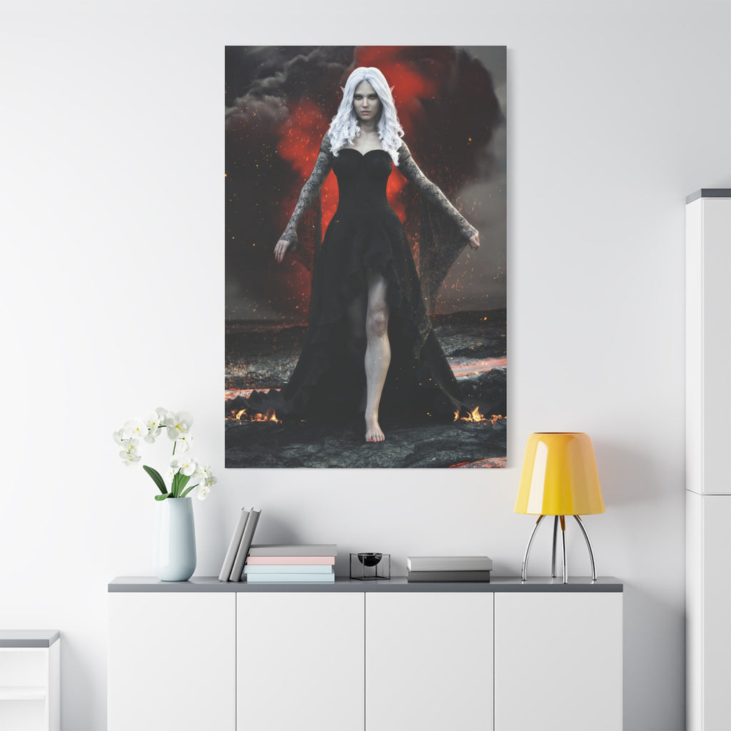 Dark Sorceress Canvas Print – Gothic Fantasy Wall Art- No AI- Human created illustration art
