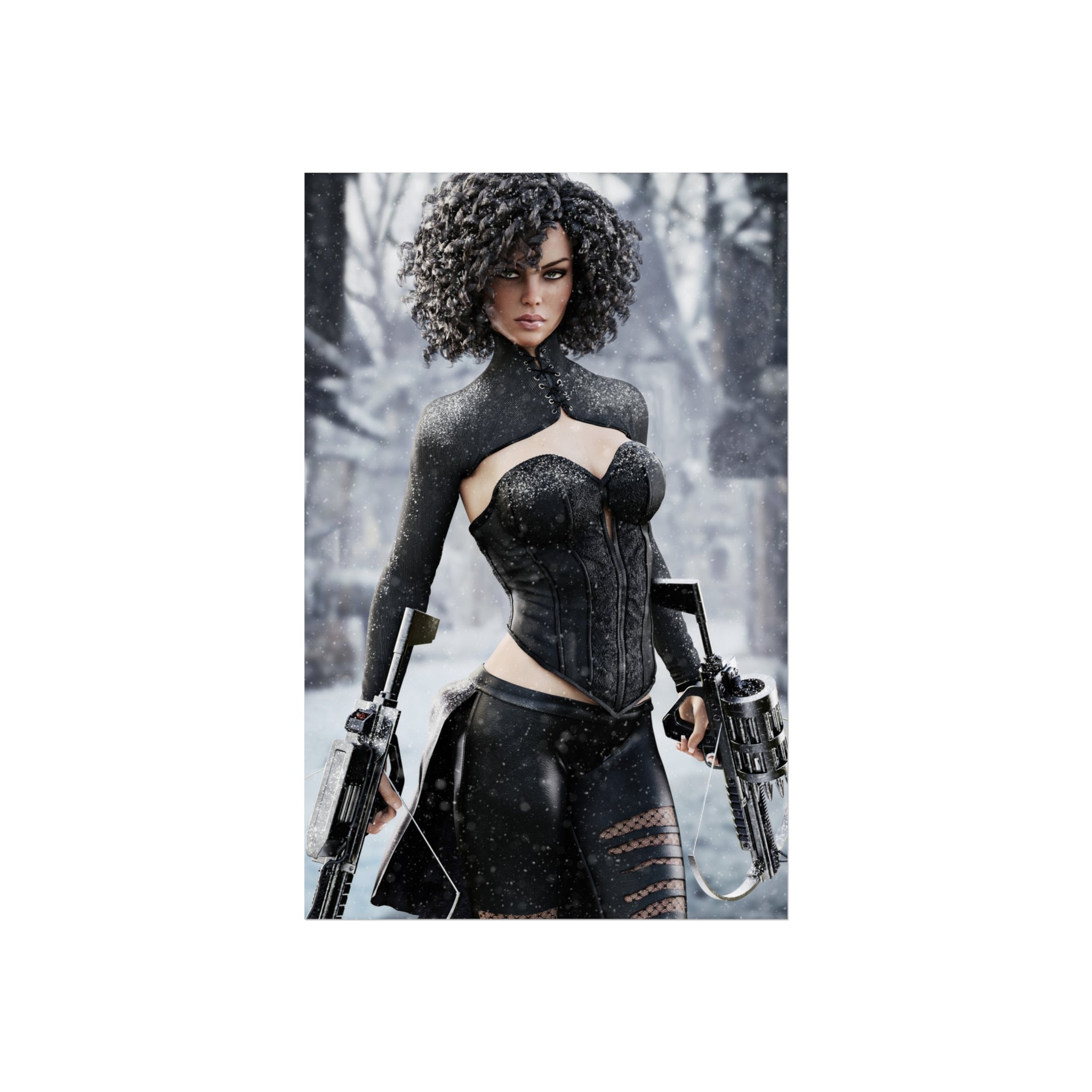 Fine Art Poster — Female huntress  (Digital Art Print) - No AI- Human created illustraion art