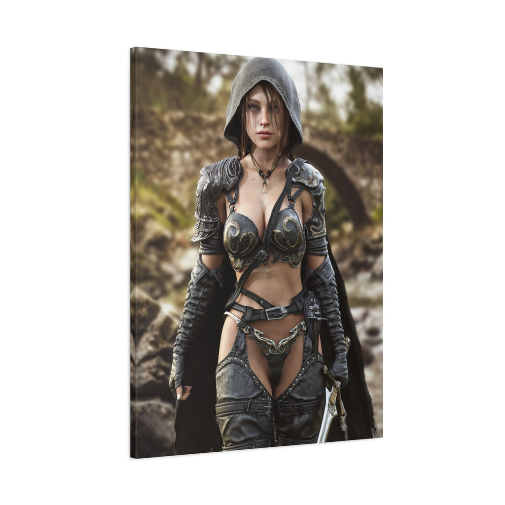 Fantasy Warrior Woman Matte Canvas Print - No AI- Human created illustration art