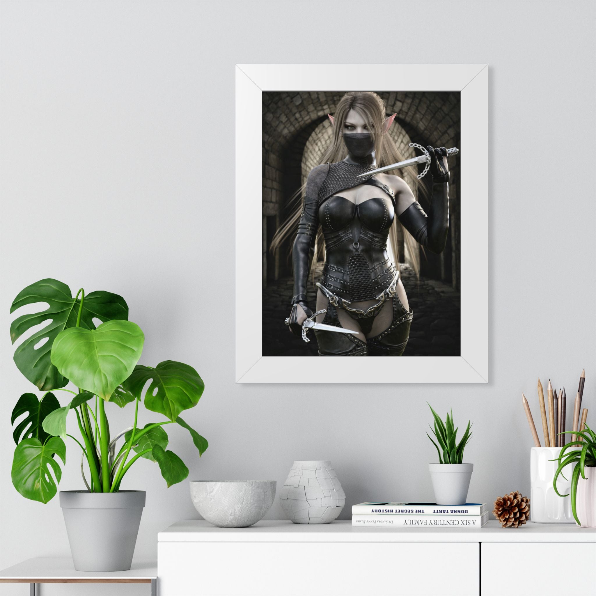 Dark Elf Assassin Framed Wall Art | Fantasy Rogue Art Print