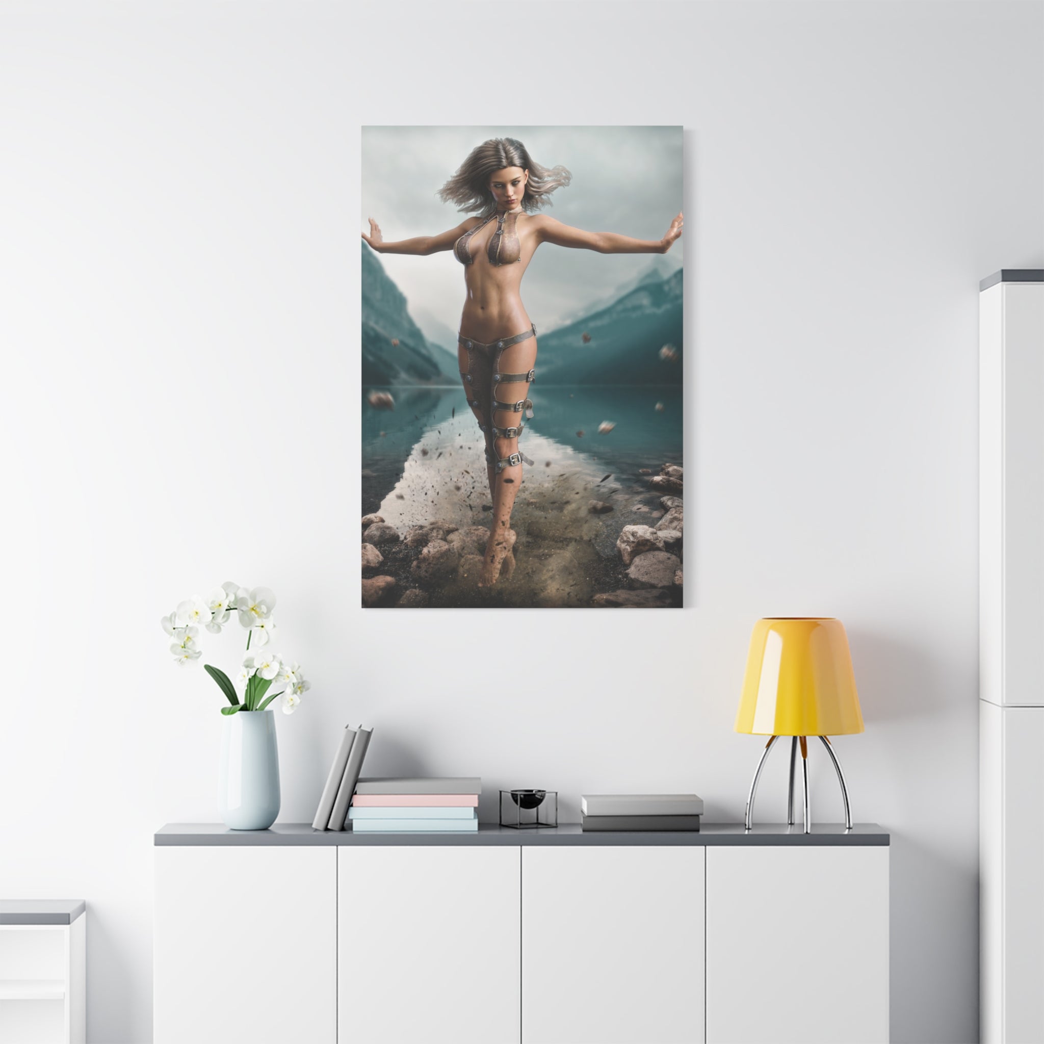 Fantasy Goddess Canvas Print — Mystical Sorceress Matte Stretched Wall Art -No AI- Human created illustration art