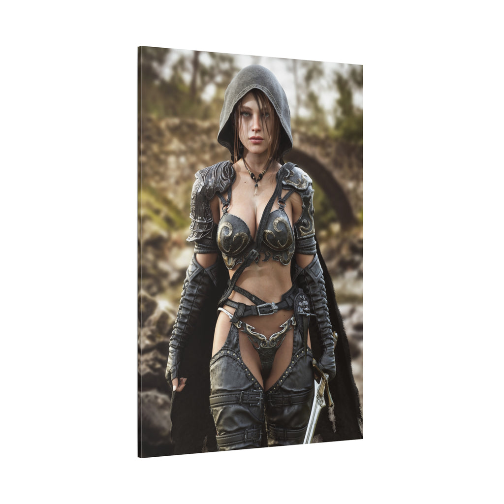 Fantasy Warrior Woman Matte Canvas Print - No AI- Human created illustration art