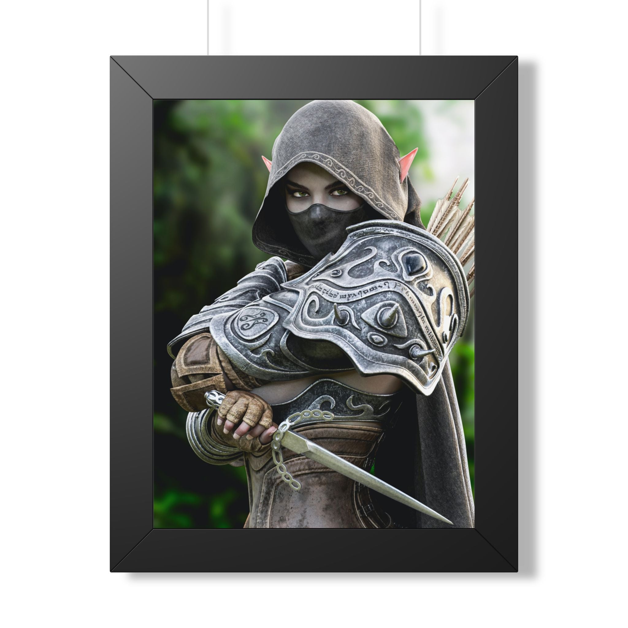 Framed Poster — Fantasy Dark Elf Archer Drow Wall Art