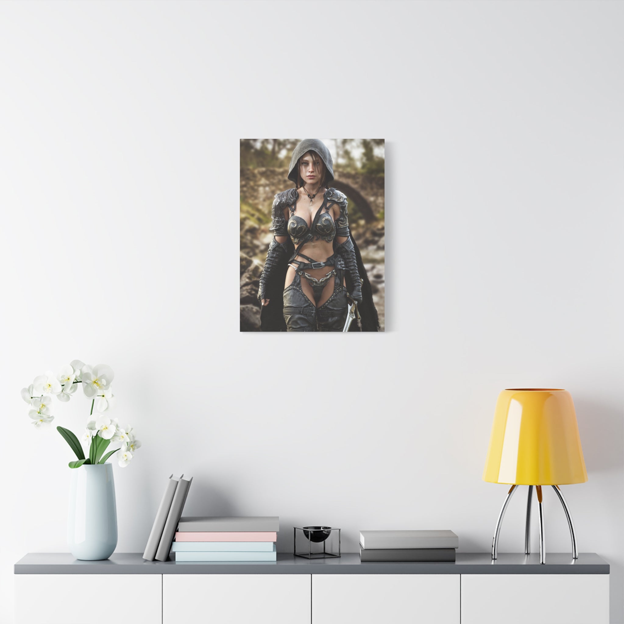 Fantasy Warrior Woman Matte Canvas Print - No AI- Human created illustration art