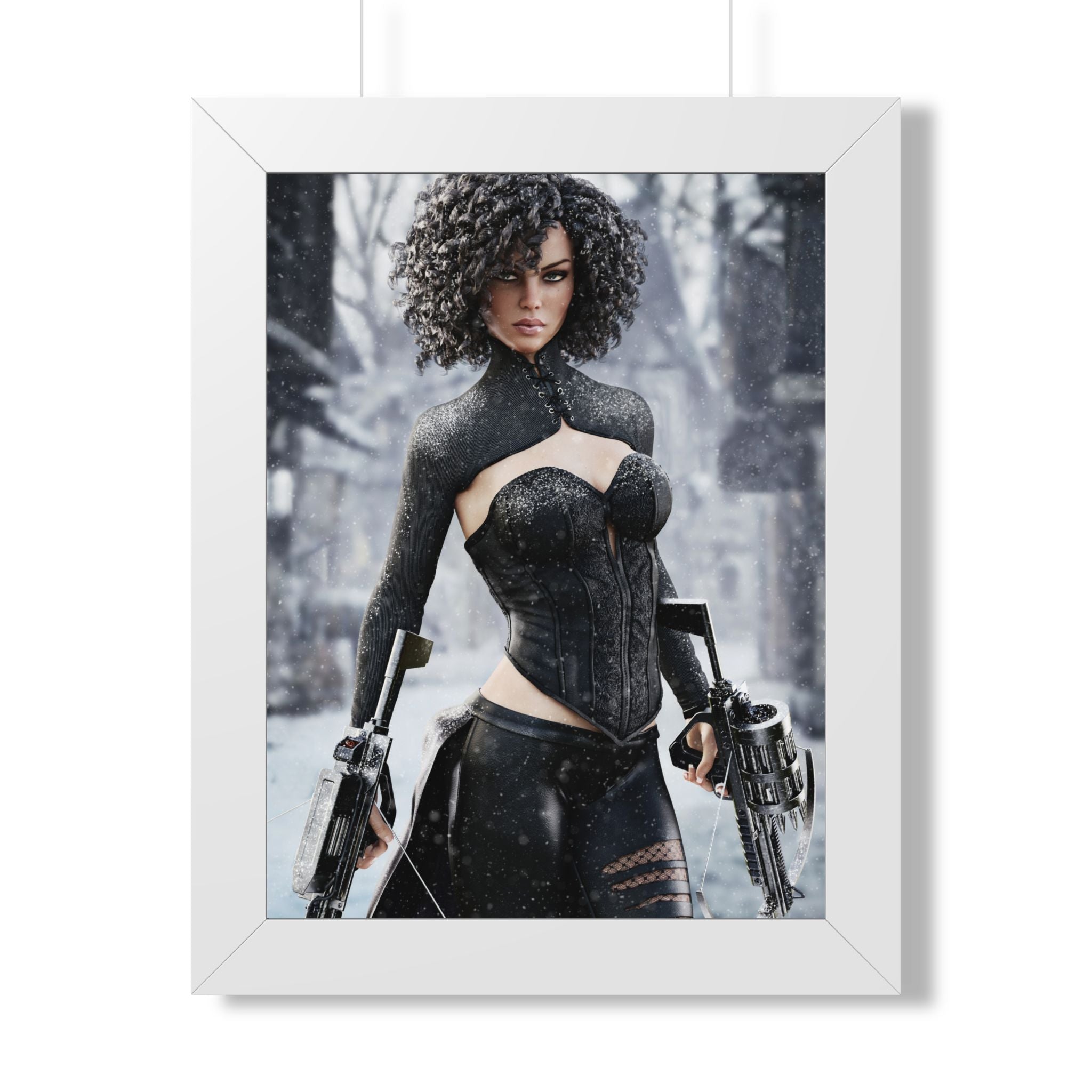 Framed Poster — Female Huntress - No AI - Human created illustration art