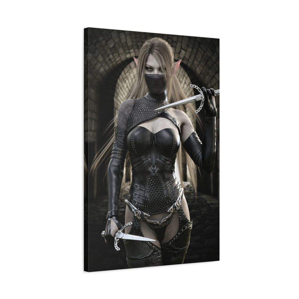 Dark Elf Assassin Canvas Wall Art | Fantasy Rogue Elf Artwork