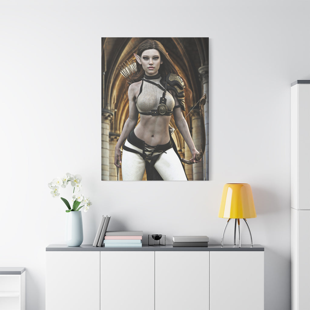 Fantasy Elven Archer Canvas Print – Warrior Elf Wall Art- No AI- Human created illustraion art