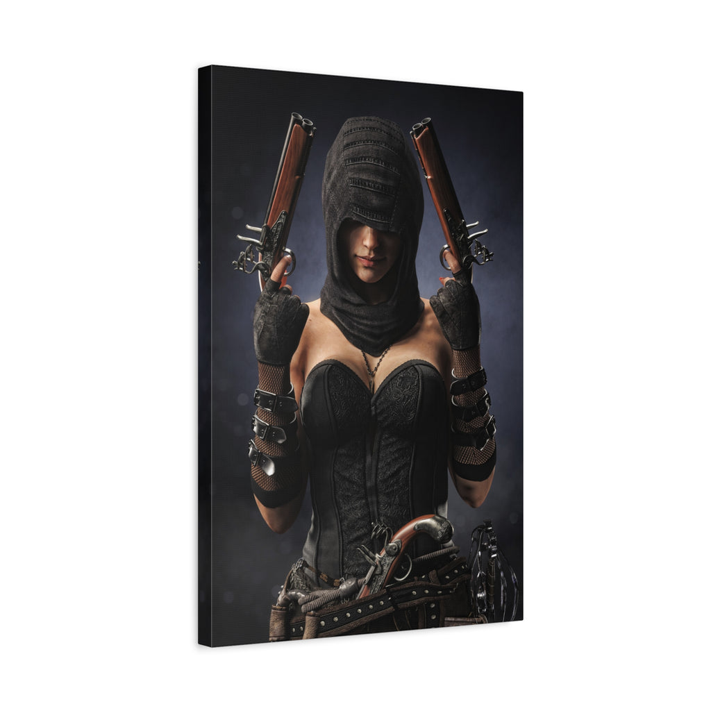Pirate Assassin Matte Canvas Print — Hooded Female  Wall Art- No Ai- Human created illustration art