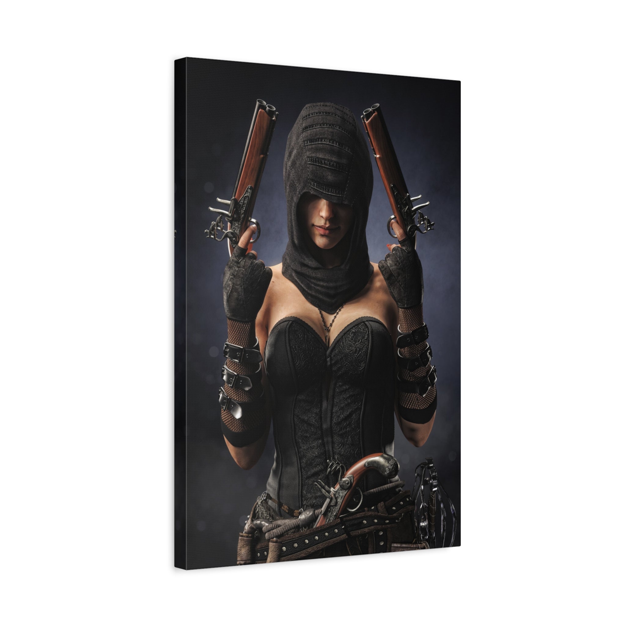 Pirate Assassin Matte Canvas Print — Hooded Female  Wall Art- No Ai- Human created illustration art