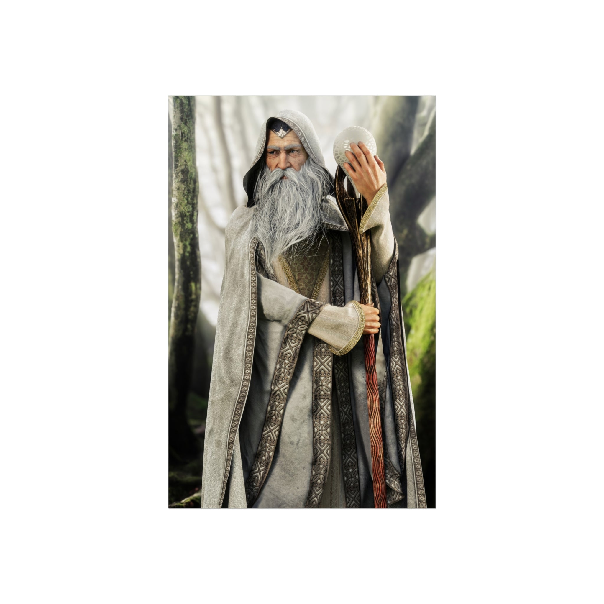 Wizard Fine Art Poster — Mystical Forest Sorcerer Wall Art Print