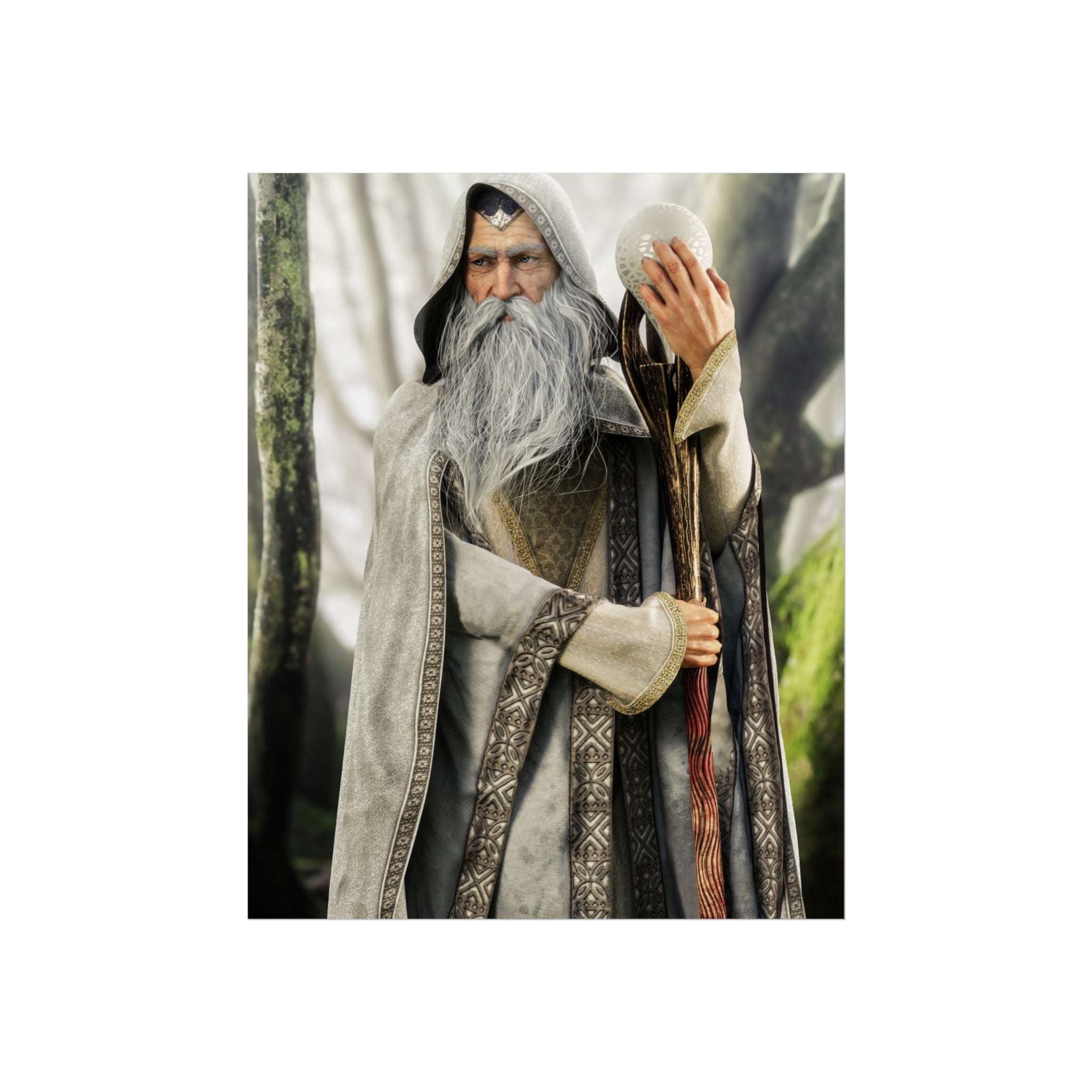 Wizard Fine Art Poster — Mystical Forest Sorcerer Wall Art Print