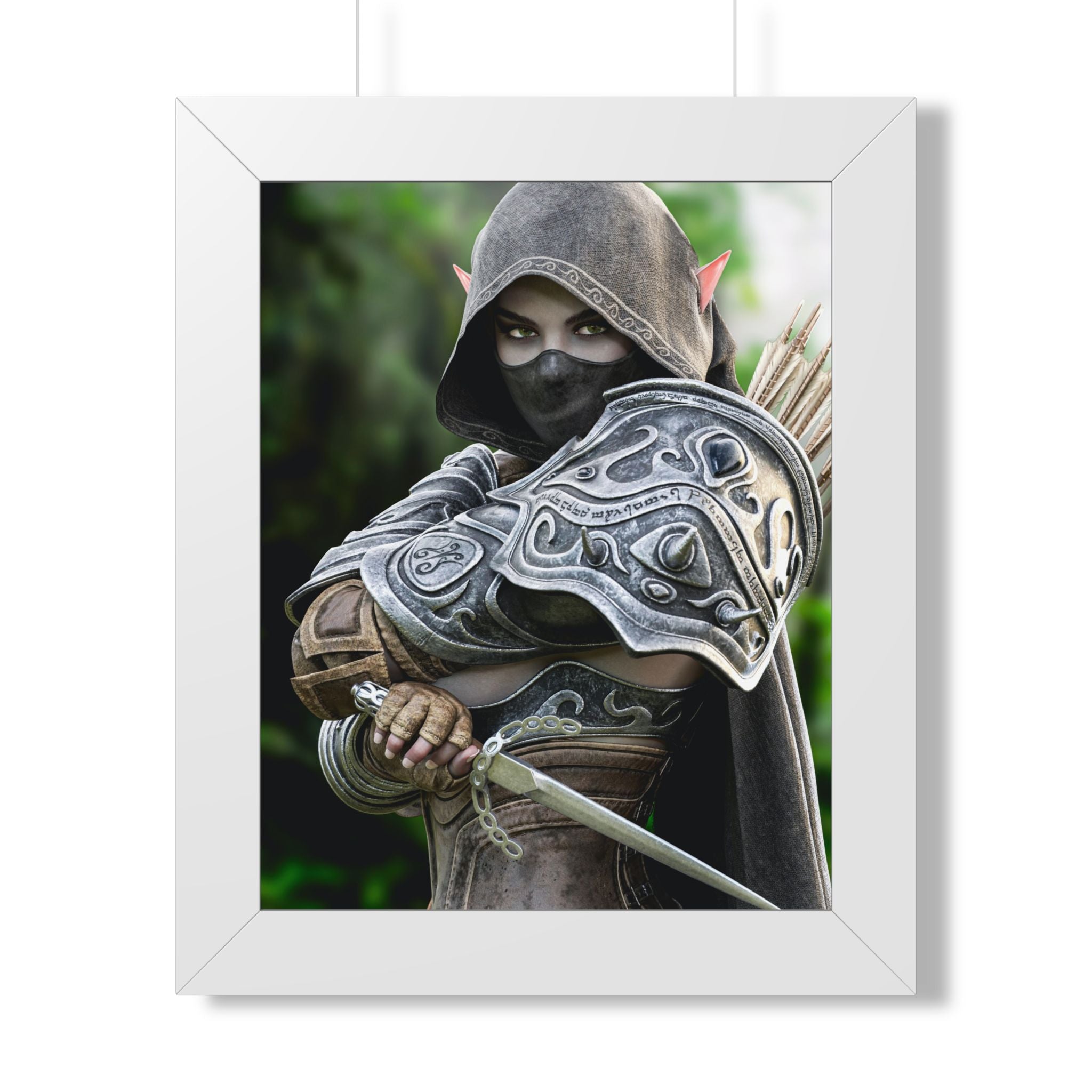 Framed Poster — Fantasy Dark Elf Archer Drow Wall Art