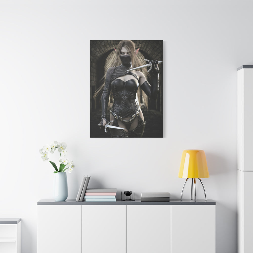 Dark Elf Assassin Canvas Wall Art | Fantasy Rogue Elf Artwork