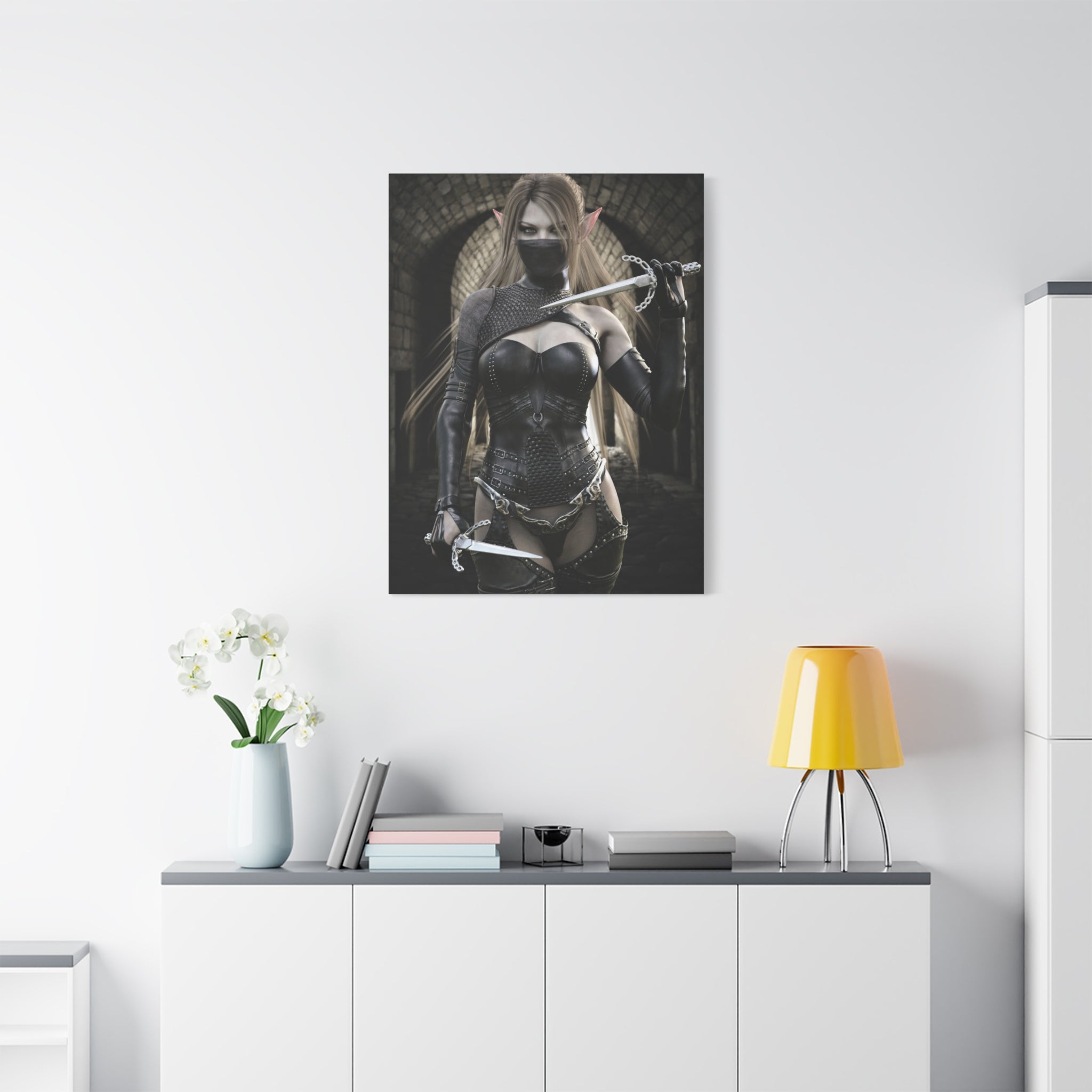 Dark Elf Assassin Canvas Wall Art | Fantasy Rogue Elf Artwork