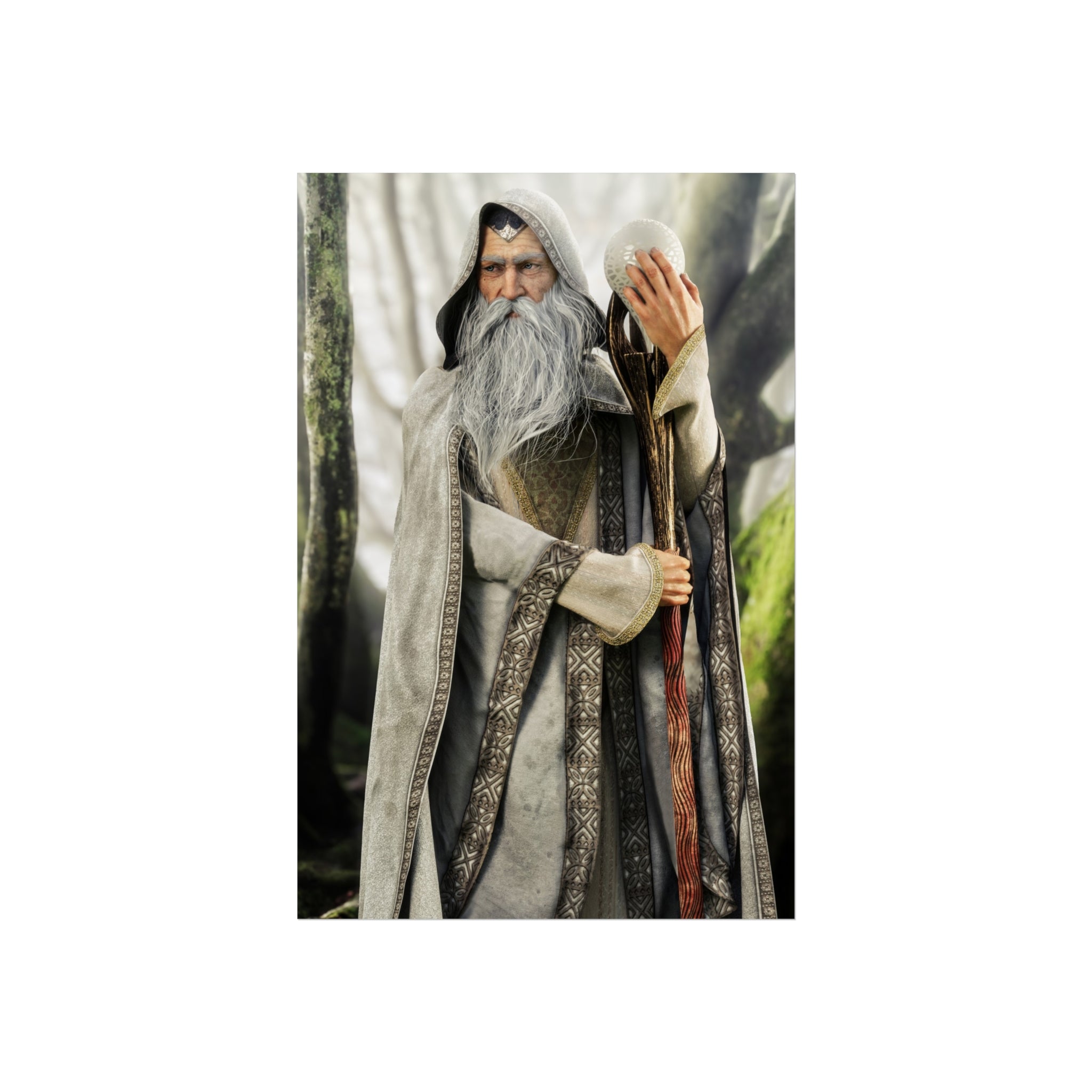 Wizard Fine Art Poster — Mystical Forest Sorcerer Wall Art Print