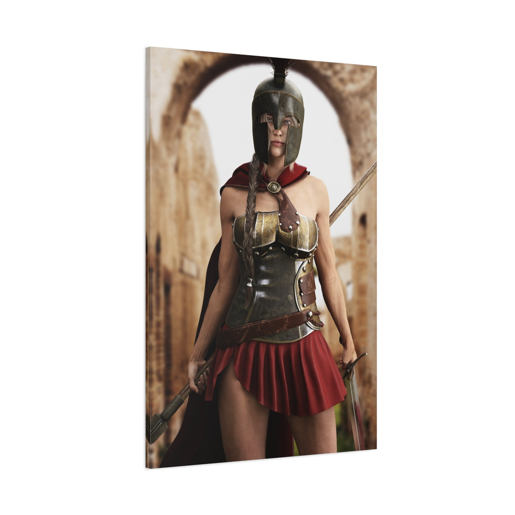 Spartan Female Warrior Canvas Wall Art