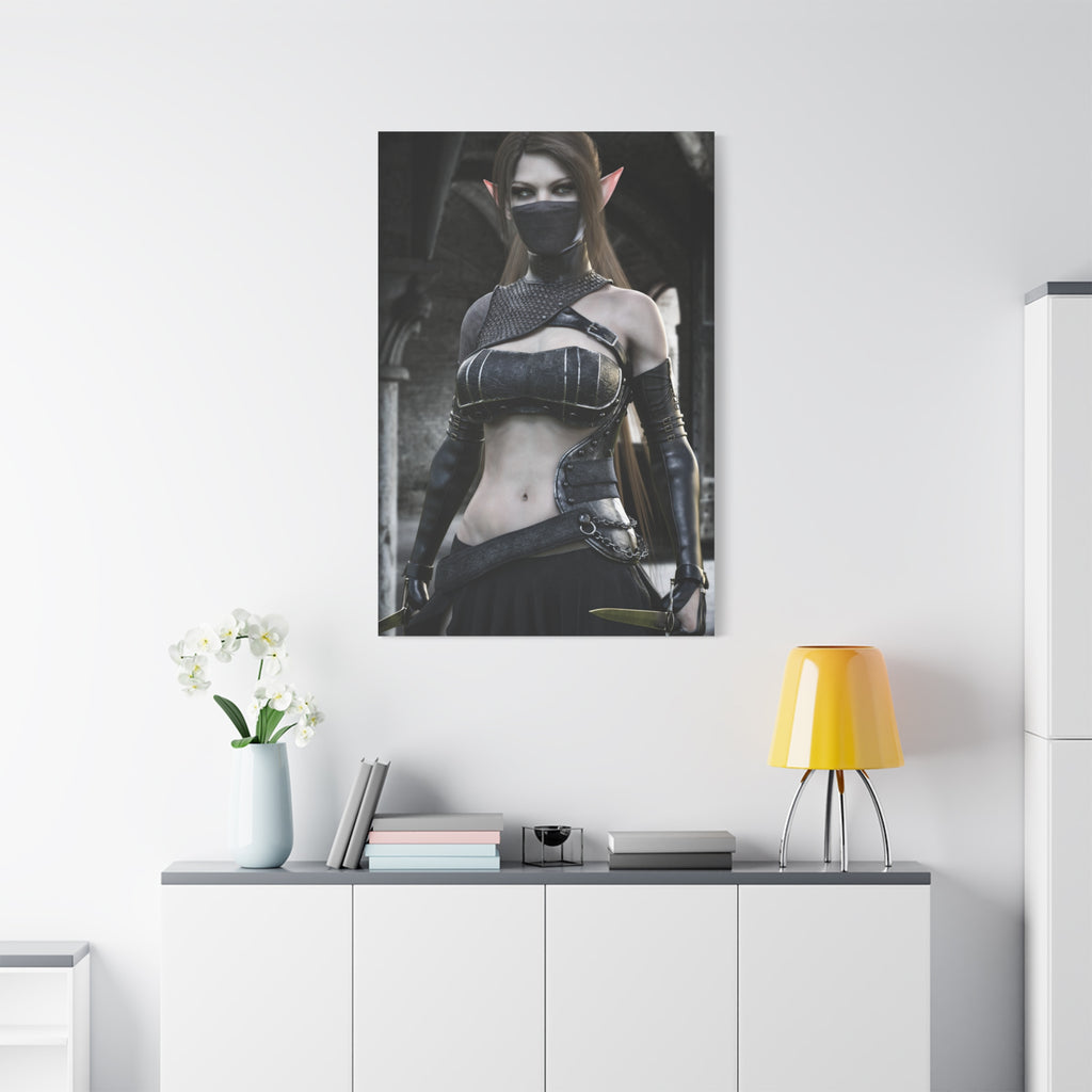 Fantasy Elven Rogue Matte Canvas Print — Stretched 1.25" - No AI- Human created illustration art