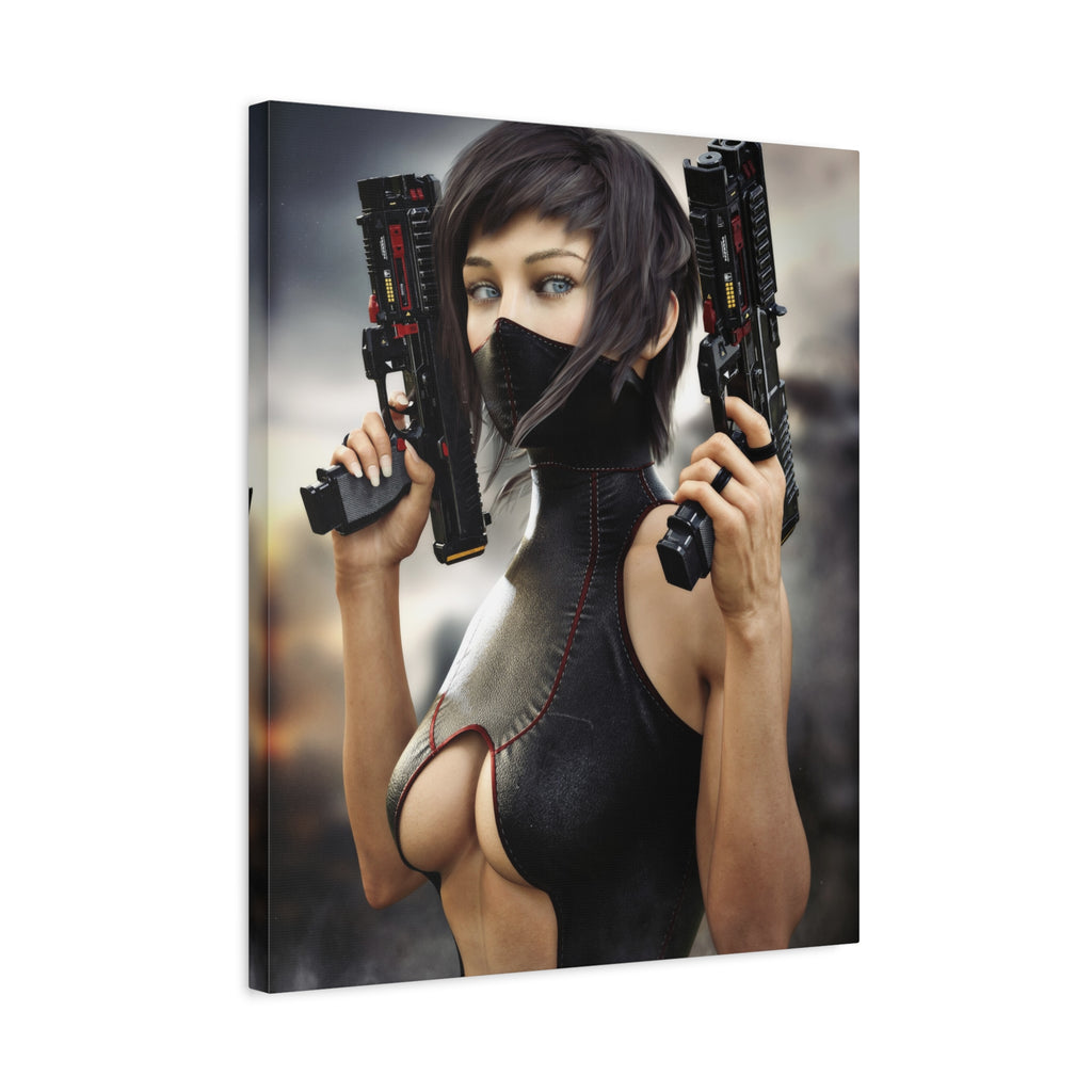 Futuristic Assassin Matte Canvas Wall Art - No Ai- Human created illustration art