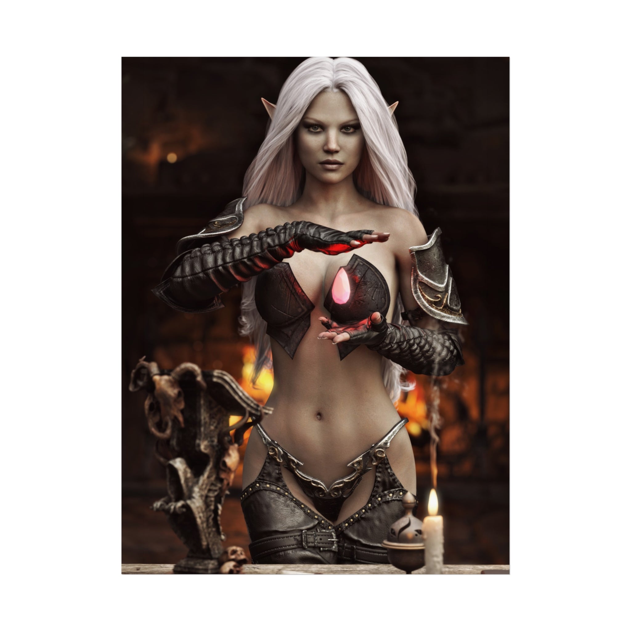 Fantasy Sorceress Art Poster — Dark Magic Goddess Wall Print - No AI - Human generated illuistration art