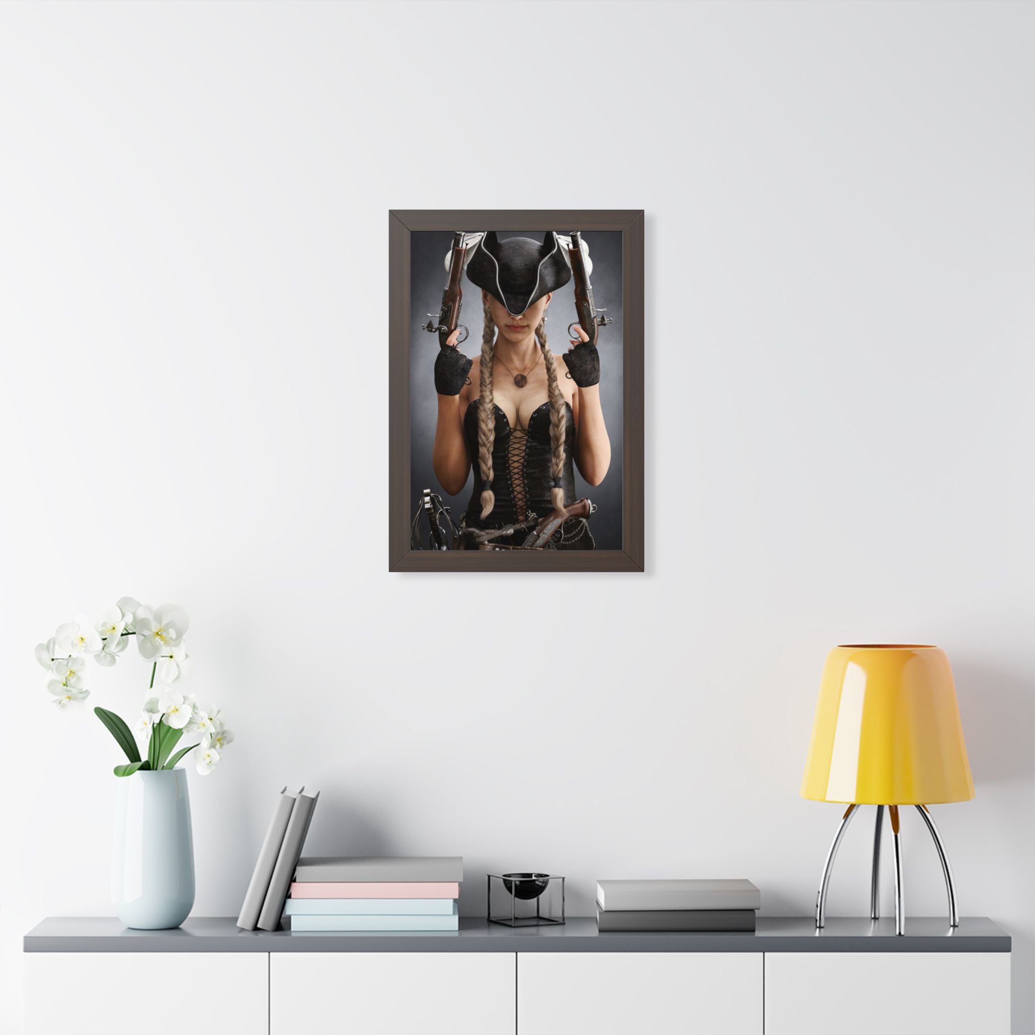Female Pirate Portrait Framed Wall Art | Original Pirate Fantasy Artwork