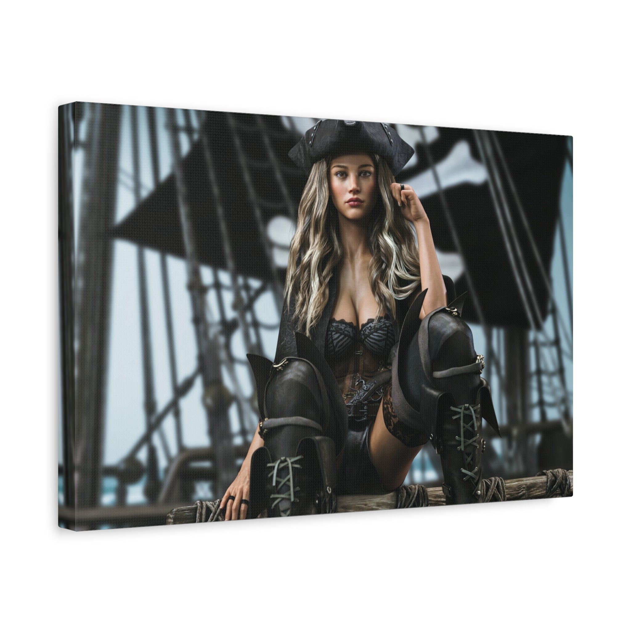 Pirate Queen Canva Wall Art – Hand-Crafted Fantasy Pirate Illustration