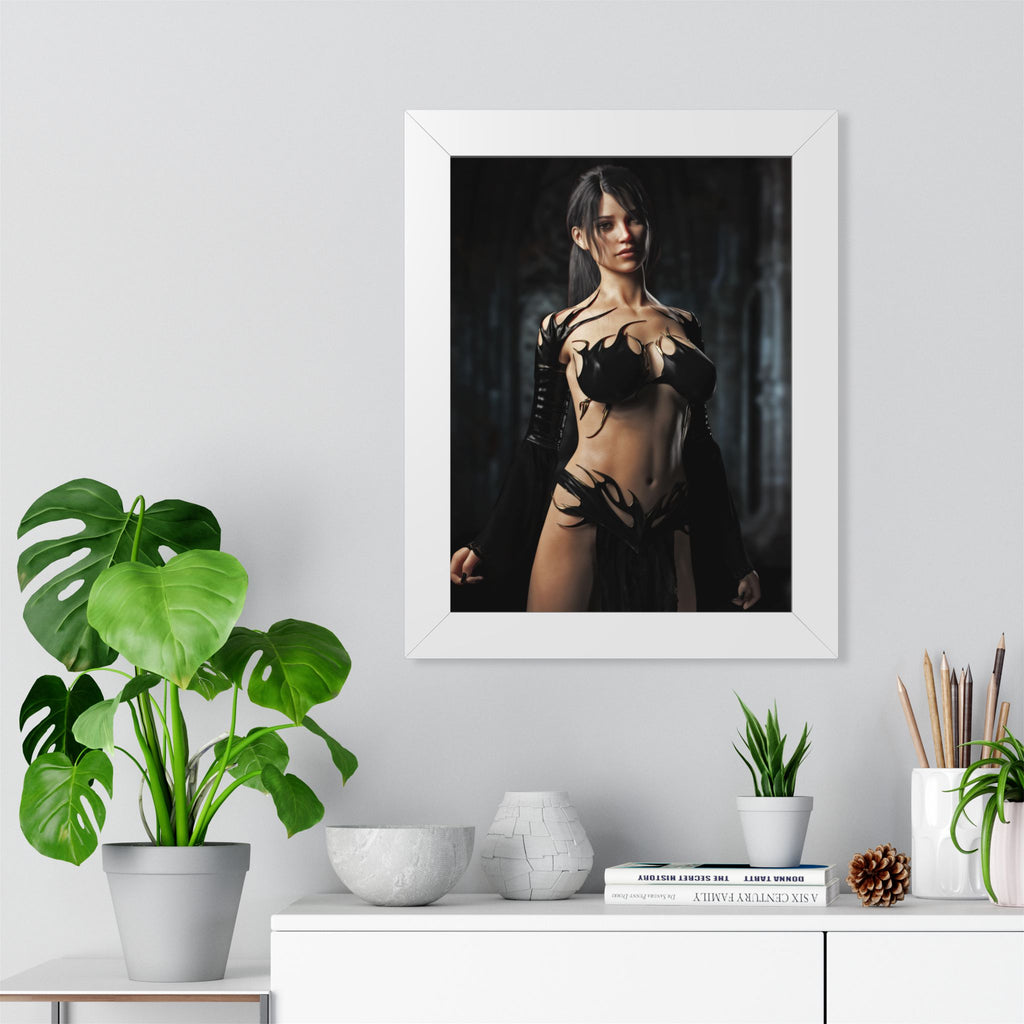 Framed Poster — Dark Fantasy Sorceress Woman Art Print- No AI- Human created illustration art