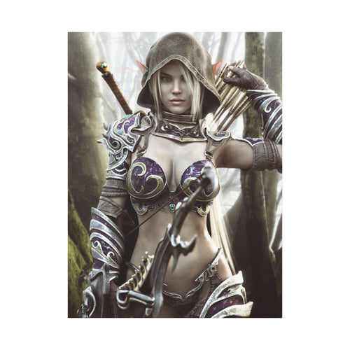 Fantasy Archer Warrior Canvas Print — Matte Stretched Wall Art- No AI- Human created illustration art