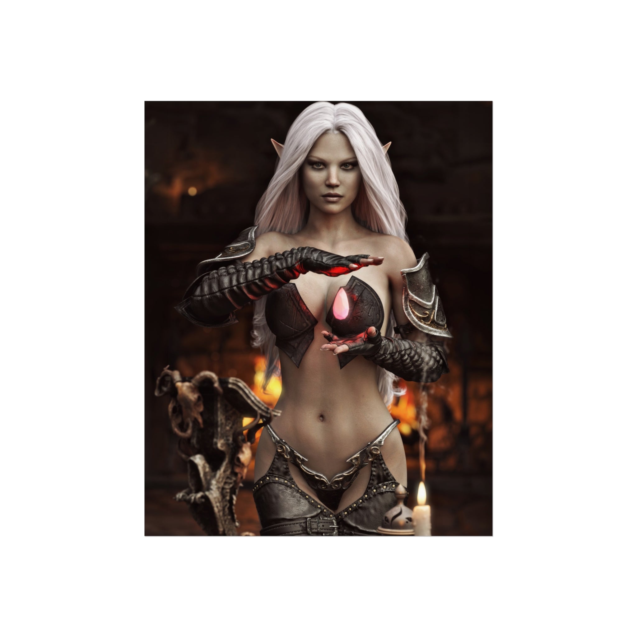 Fantasy Sorceress Art Poster — Dark Magic Goddess Wall Print - No AI - Human generated illuistration art