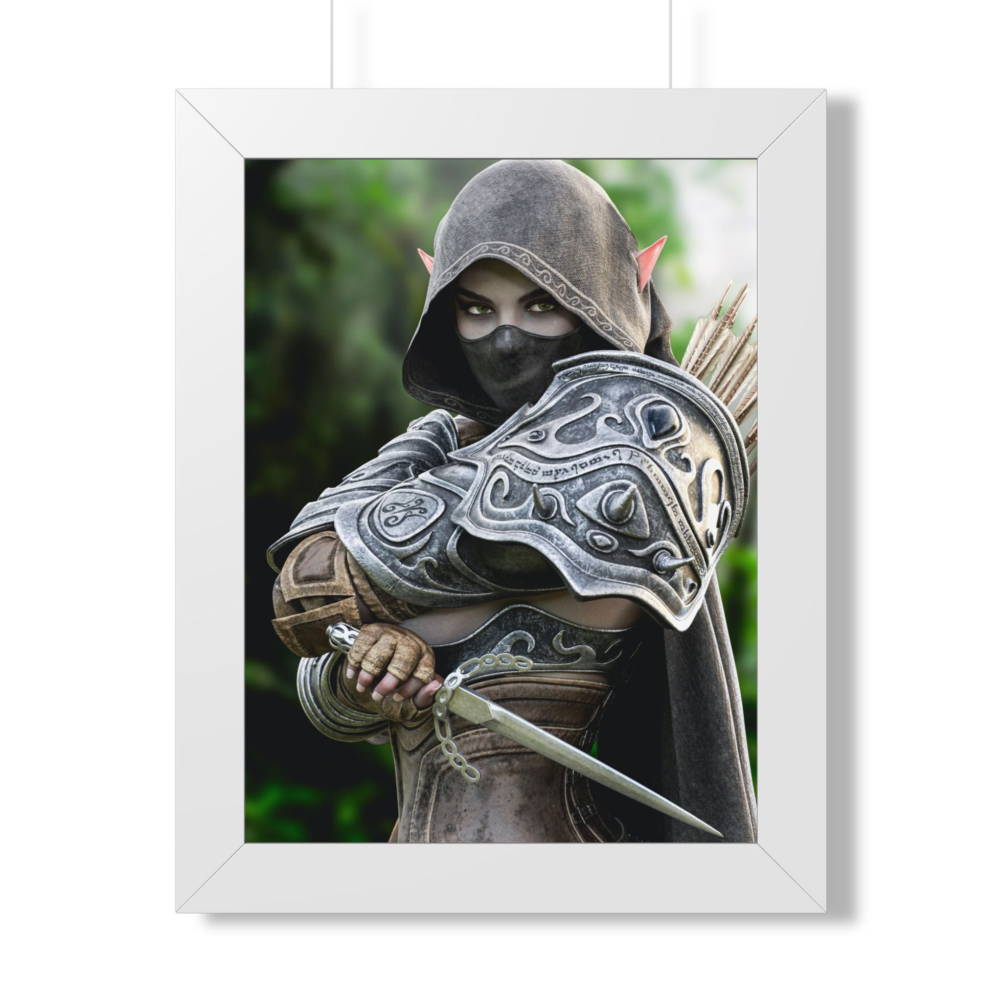 Framed Poster — Fantasy Dark Elf Archer Drow Wall Art